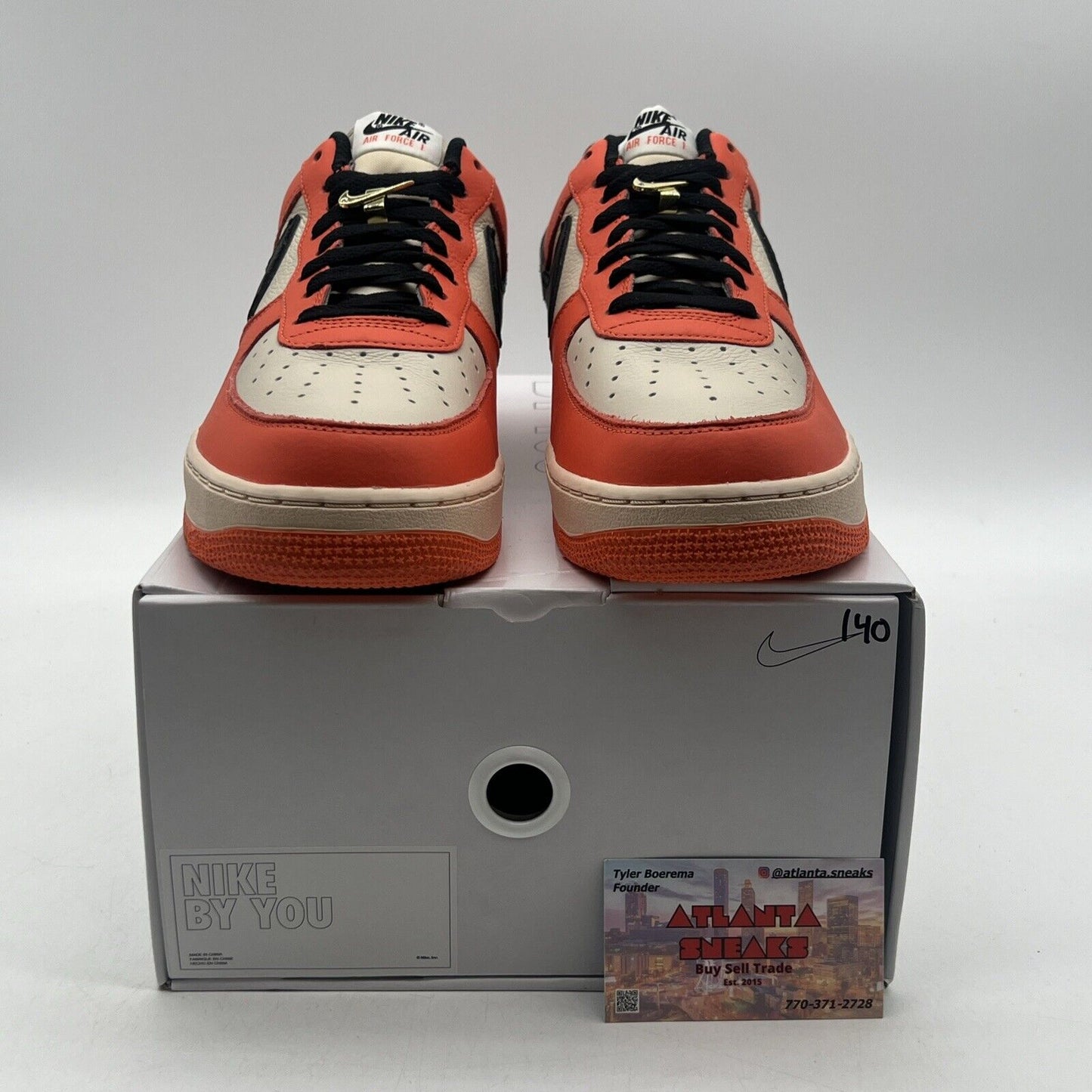 Size 11.5 - NIKE AIR FORCE 1 LOW ID NIKE BY YOU ORANGE Black Tan (DJ7015-991)