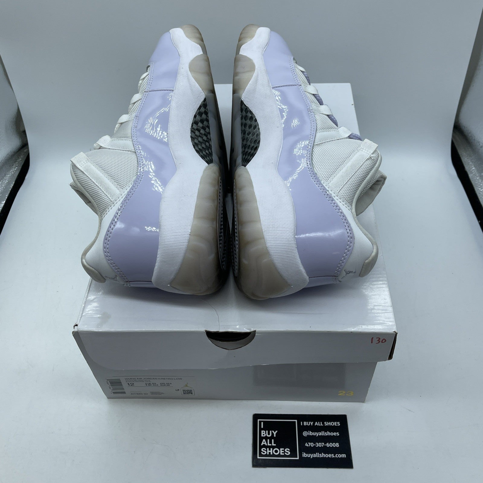 Size 12W- Air Jordan 11 Retro Low Pure Violet Purple White Leather (AH7860-101)