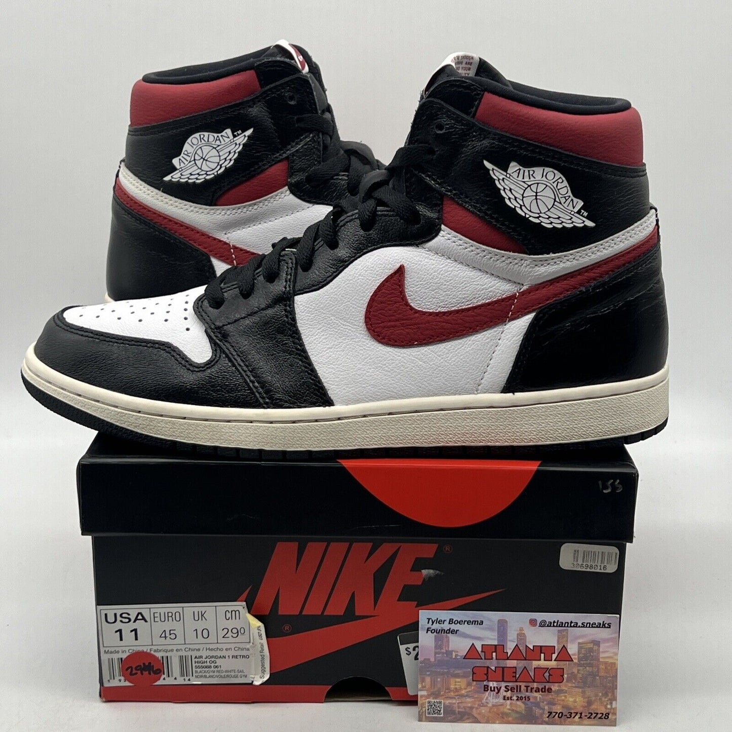 Size 11 - Jordan 1 Retro High OG Gym Red 2019 White Black Red Leather 555088-061