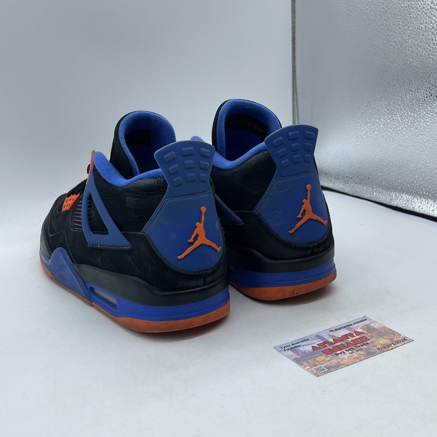 Size 12 - Air Jordan 4 Retro Cavs Orange Blue Black Suede Leather (308497-027)