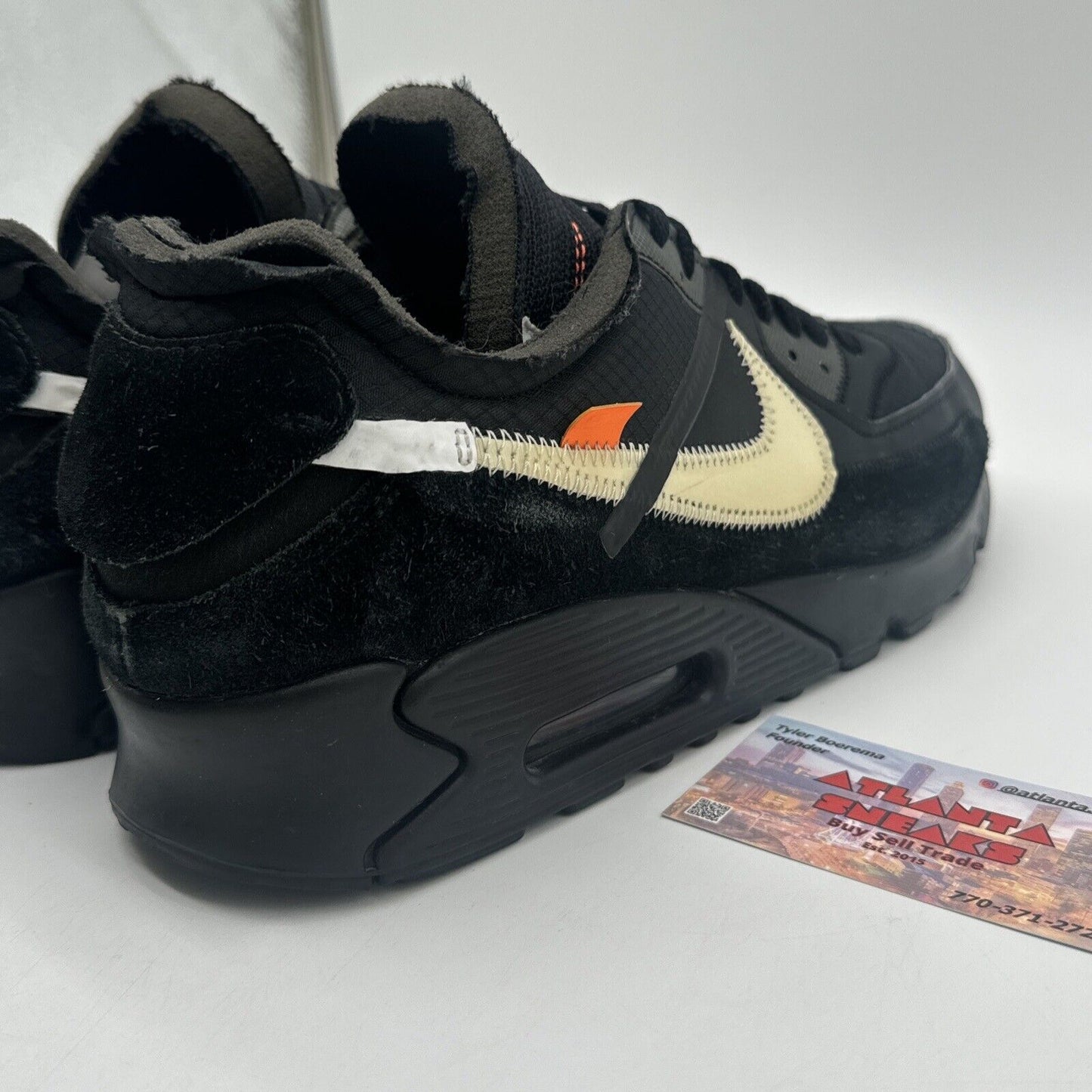 Size 11.5 - Nike Air Max 90 x OFF-WHITE Black 2019 Rare Size Cream Suede Nylon