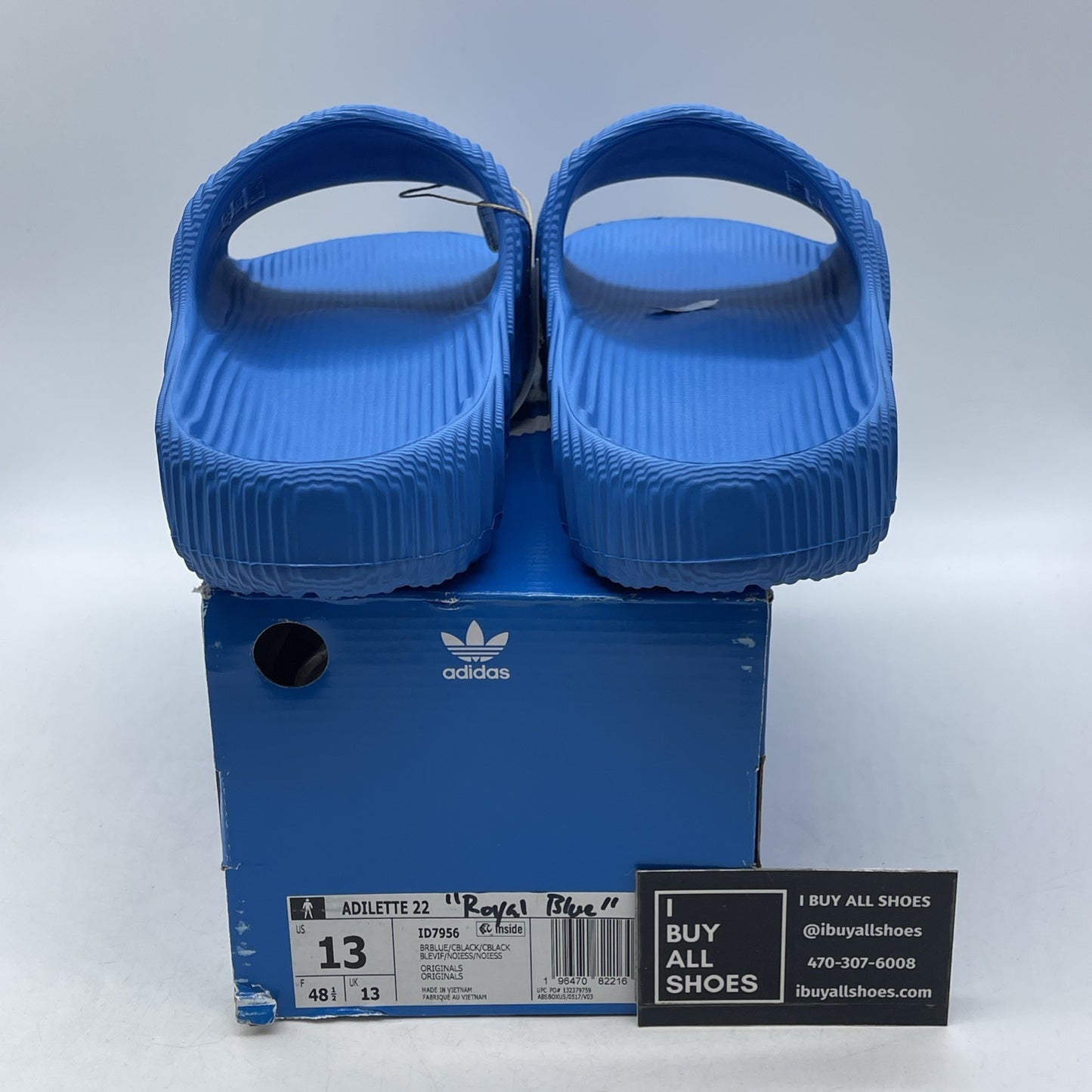 Size 13 - adidas Originals Adilette 22 Slides Black Blue (ID7956)