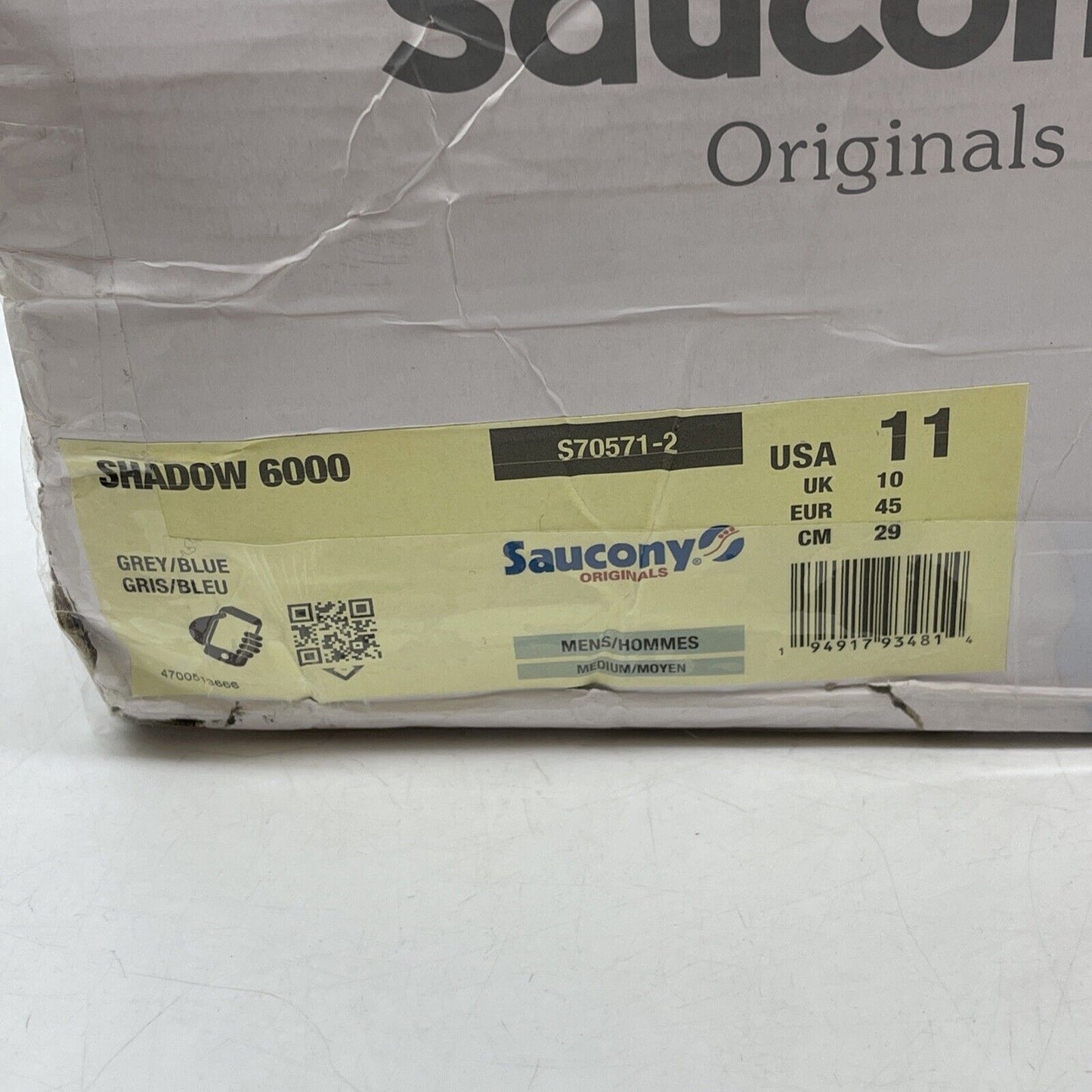 Size 6 - Saucony Shadow 6000 Megabyte Grey Brown Tan white  Suede (S70571-2)