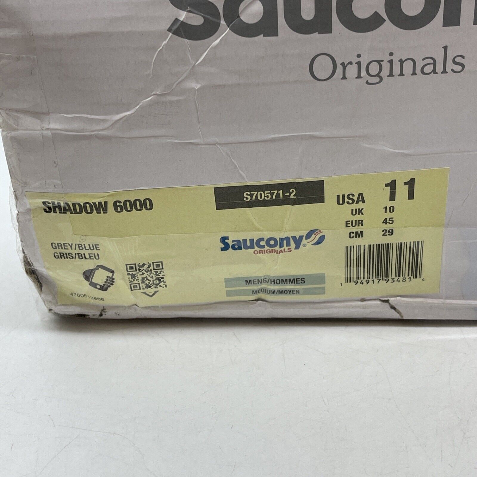 Size 6 - Saucony Shadow 6000 Megabyte Grey Brown Tan white  Suede (S70571-2)