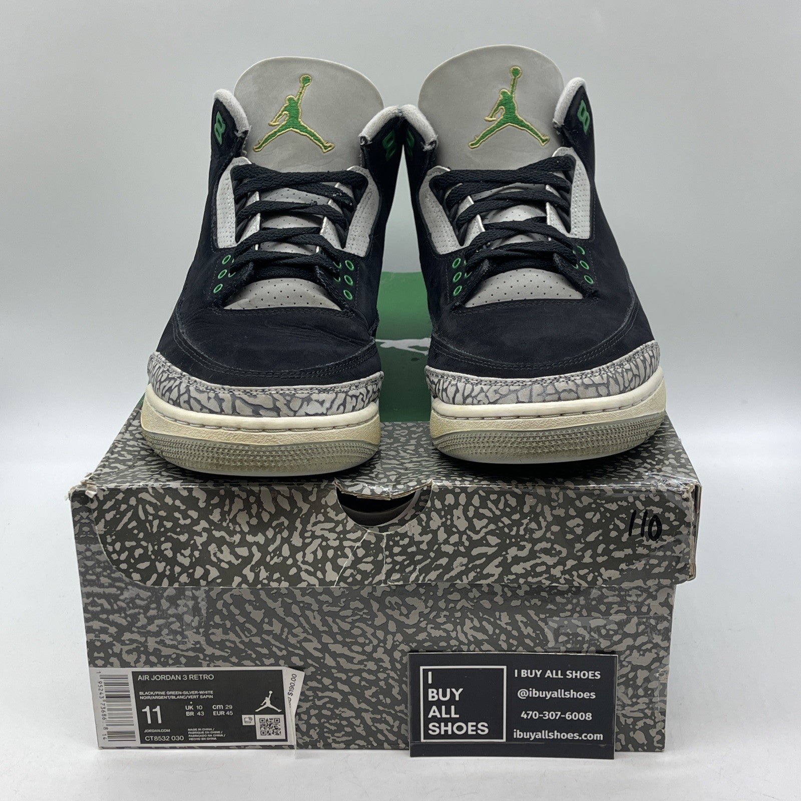 Size 11 - Jordan 3 Retro Mid Pine Green Grey Black Suede (CT8532-030)