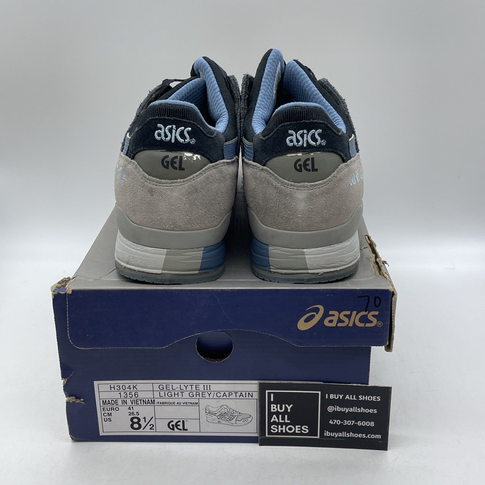 Size 8.5 - Asics Gel-Lyte III Light Grey/Captain Blue (H304K)