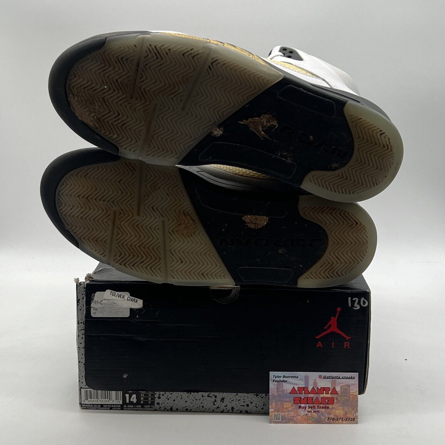 Size 14 - Air Jordan 5 Retro Olympic White Black Gold (136027-133)