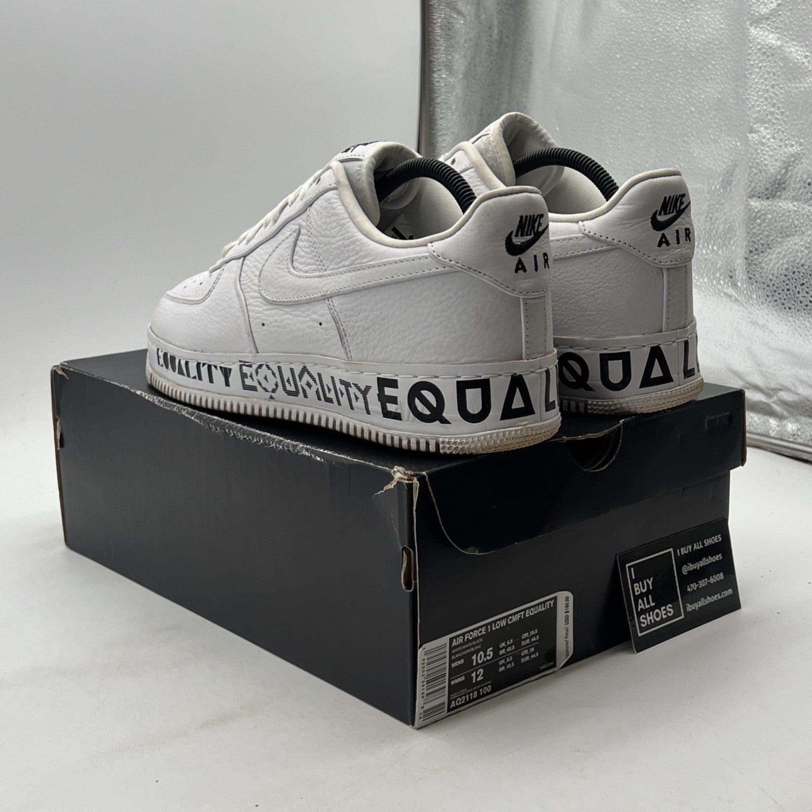 Size 10.5 - Nike Air Force 1 CMFT Low Equality (AQ2118-100)