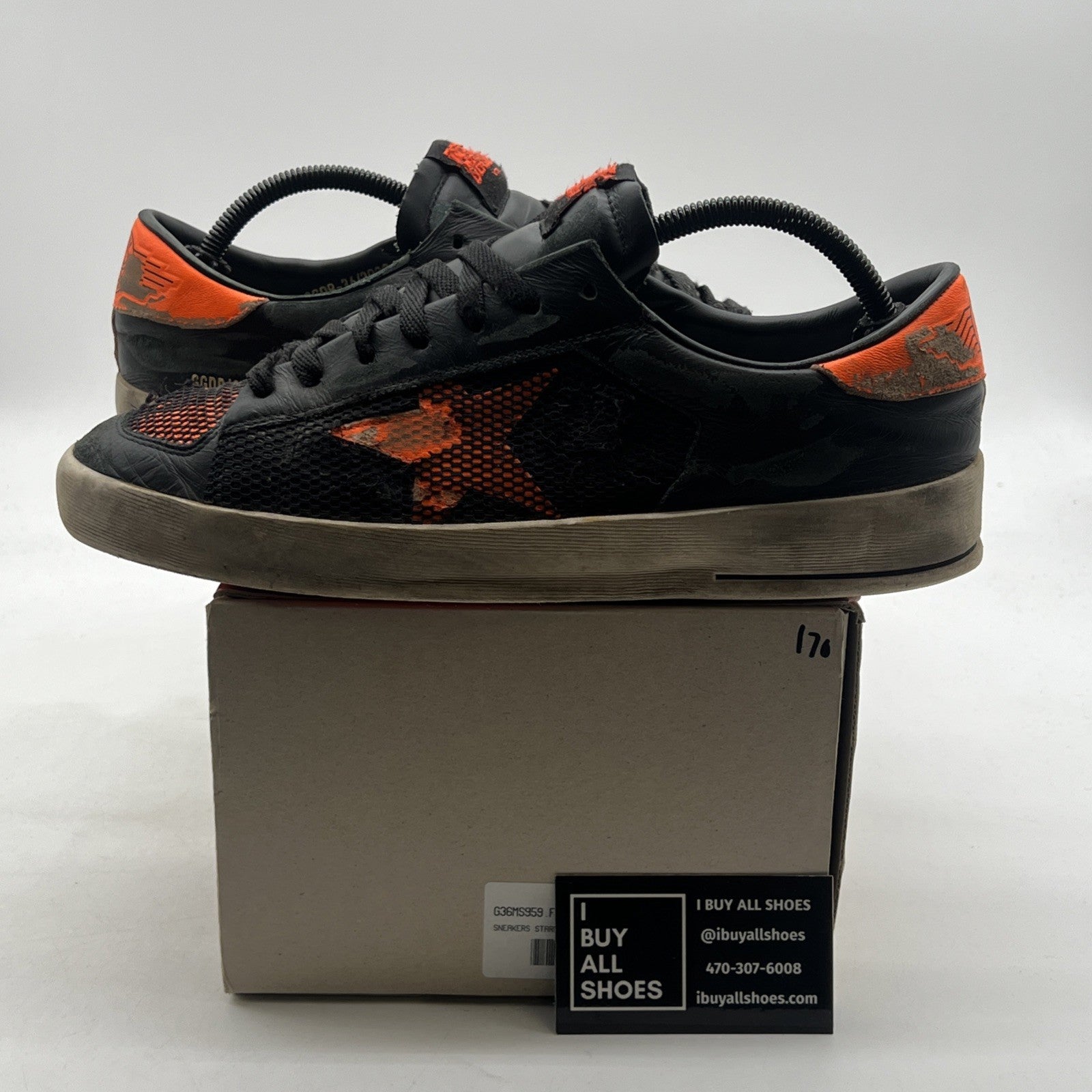 Size 42 - Golden Goose Men Stardan Under Net Star Black/Orange (G36MS959.F4)