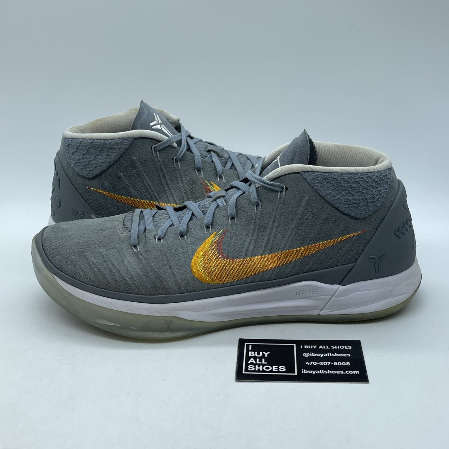 Size 11.5 - Nike Kobe A.D. Grey Snakeskin Red Orange Suede (922482-005)