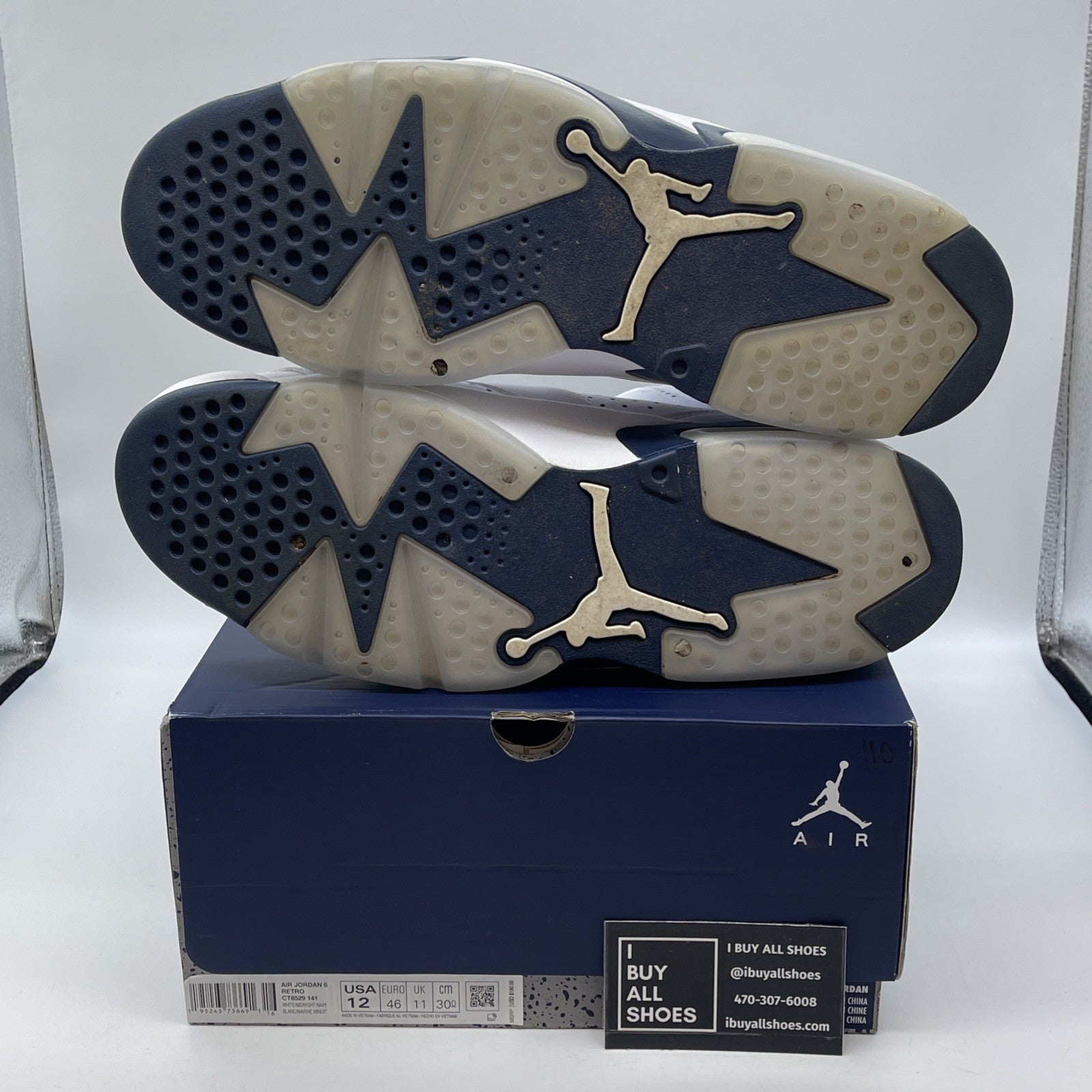 Size 12 - Jordan 6 Retro Midnight Navy Blue White Leather (CT8529-141)