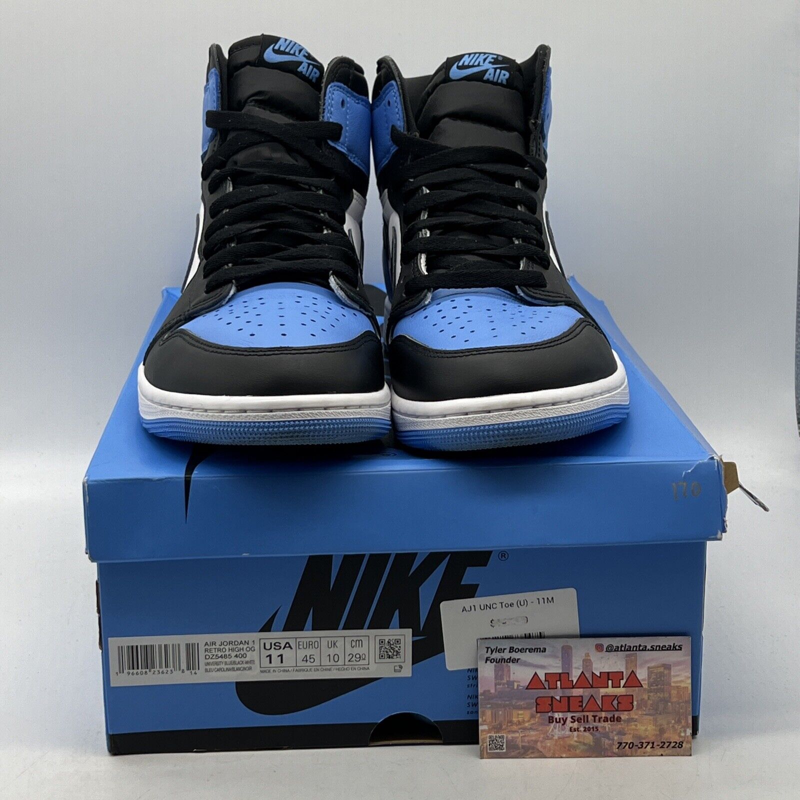 Size 11 - Jordan 1 Retro OG High UNC Toe Black White Leather (DZ5485-400)