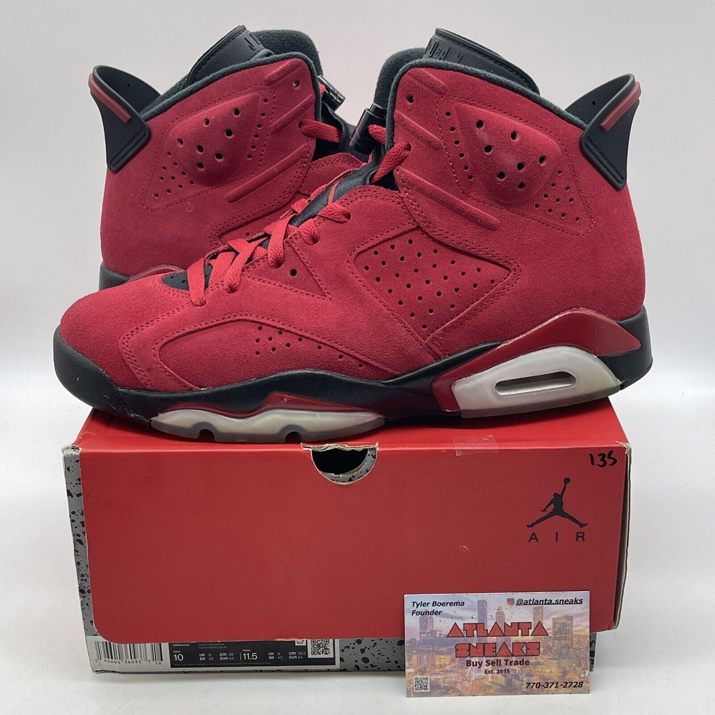 Size 10 - Air Jordan 6 Retro Toro Bravo Red Suede Black White (CT8529-600)