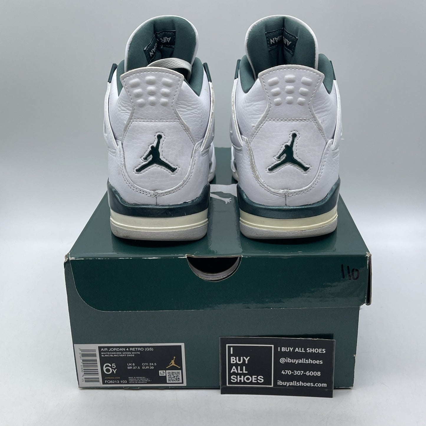 Size 6.5Y - Air Jordan 4 Retro Oxidized Green White Leather (FQ8213-103)