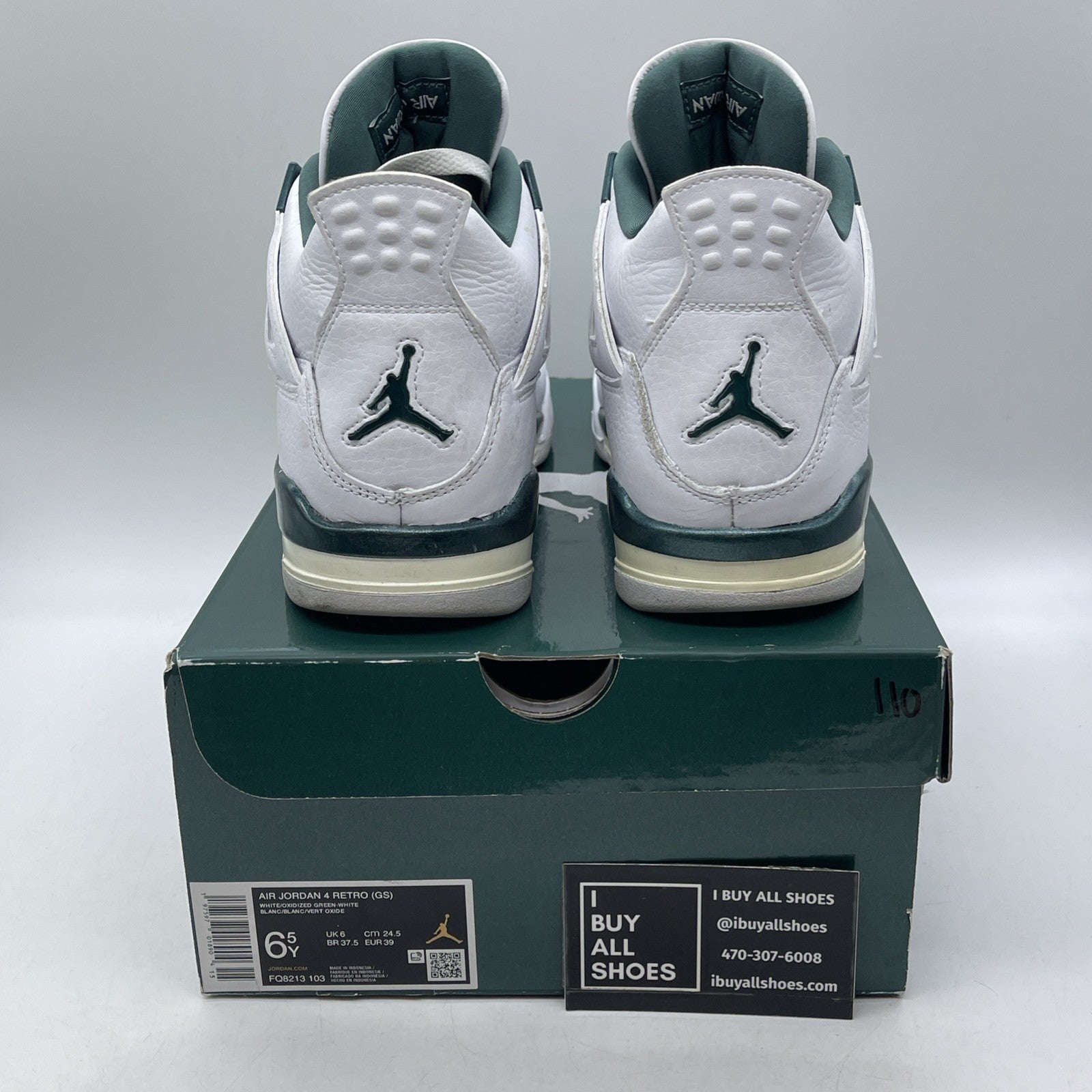 Size 6.5Y - Air Jordan 4 Retro Oxidized Green White Leather (FQ8213-103)