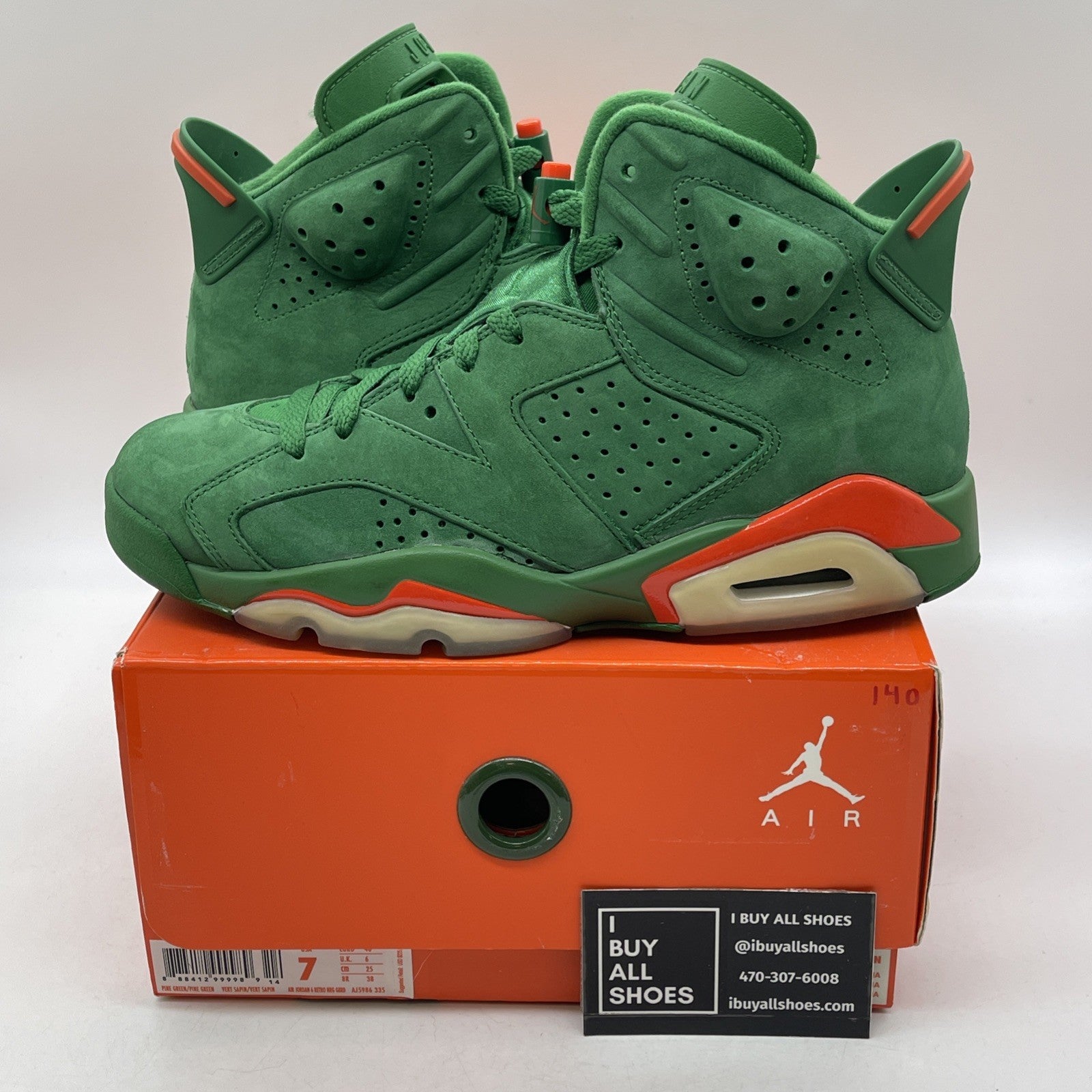 Size 7 - Air Jordan 6 Retro NRG Green Suede Gatorade (AJ5986-335)