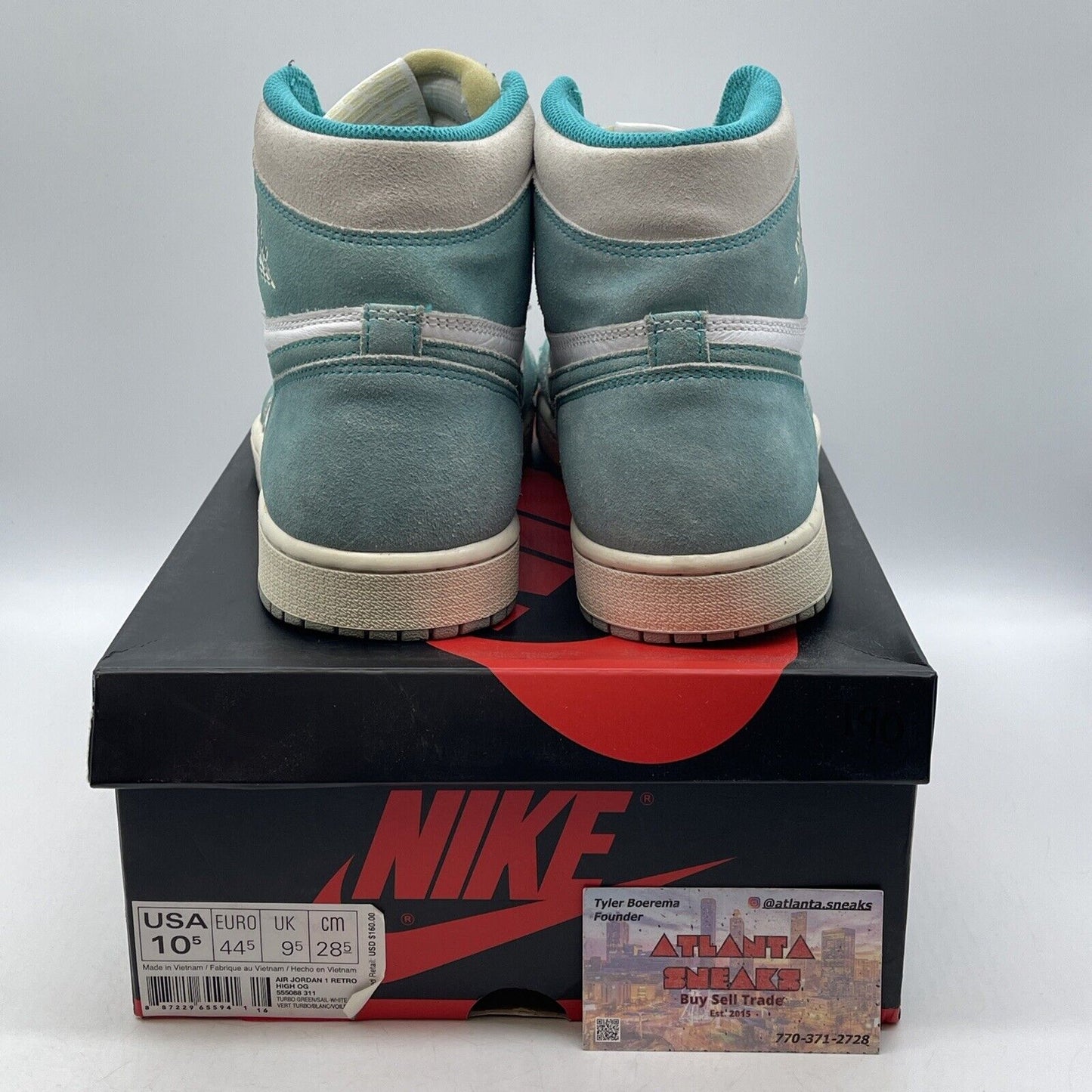 Size 10.5 - Jordan 1 Retro OG High Turbo Green White Suede Leather (555088-311)