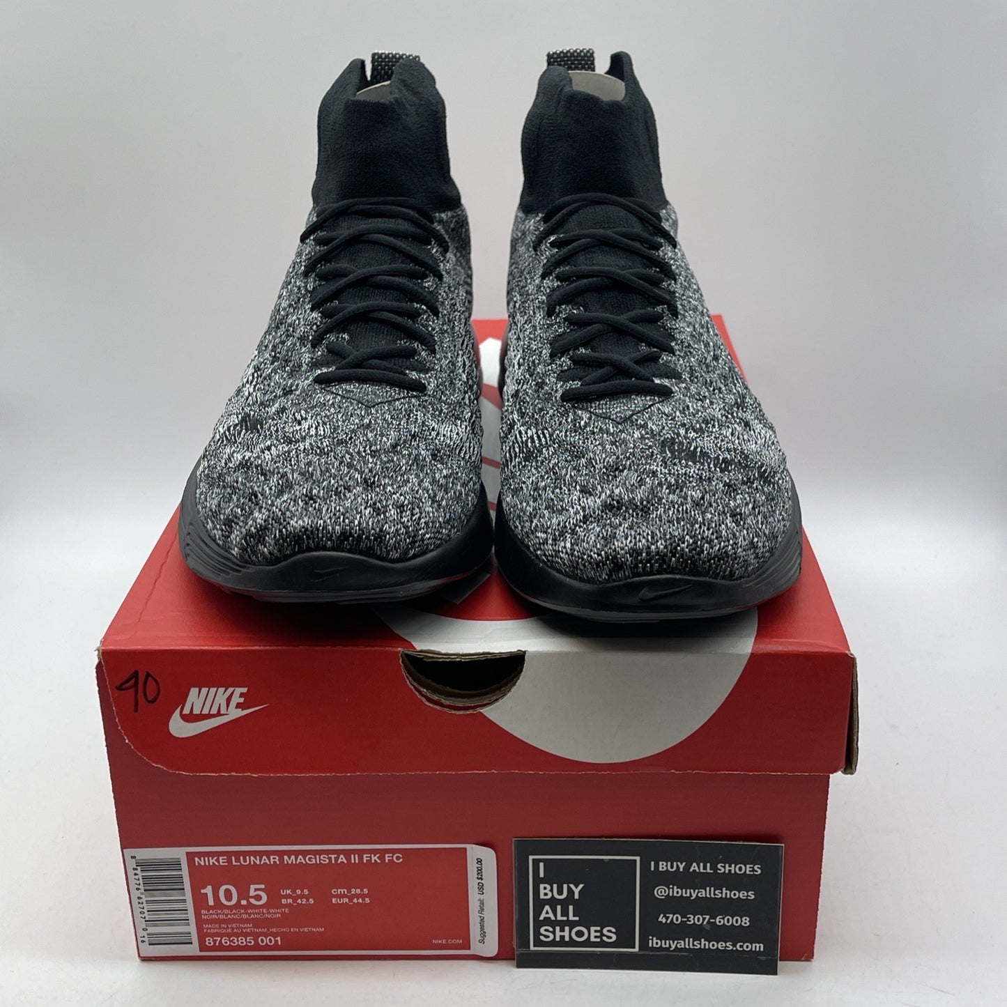Size 10.5 - Nike Lunar Magista 2 Flyknit FC Black White Suede (876385-001)