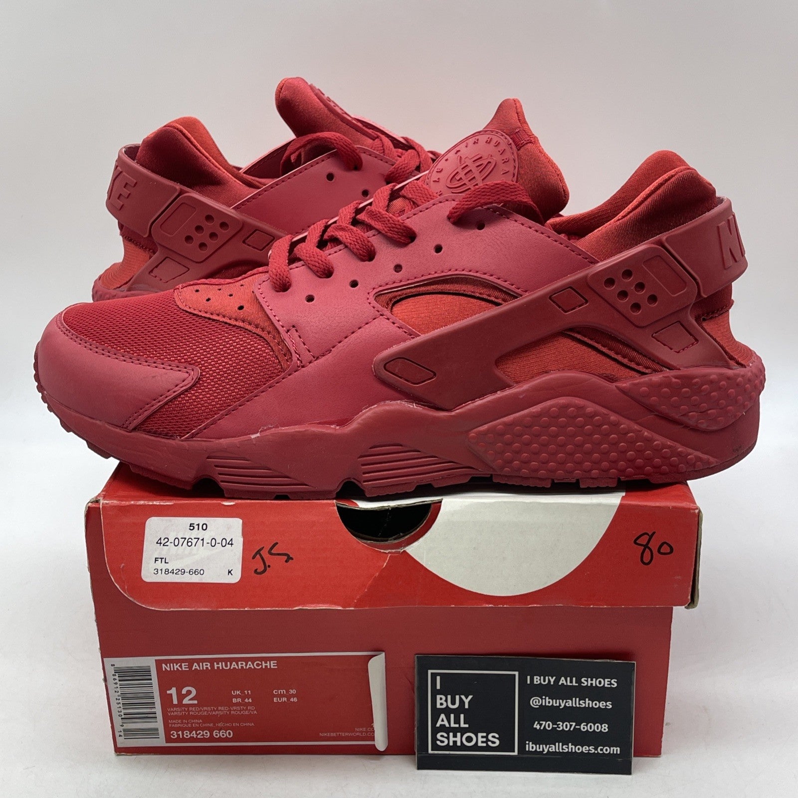 Size 12 - Nike Air Huarache Triple Red (318429-660)