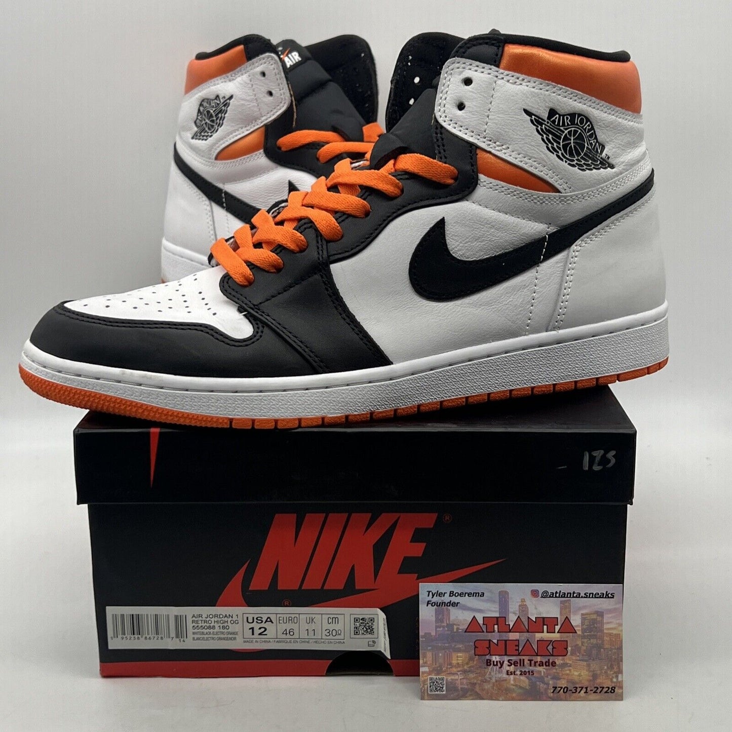 Size 12 - Jordan 1 Retro High Electro Orange Black White Leather (555088-180)