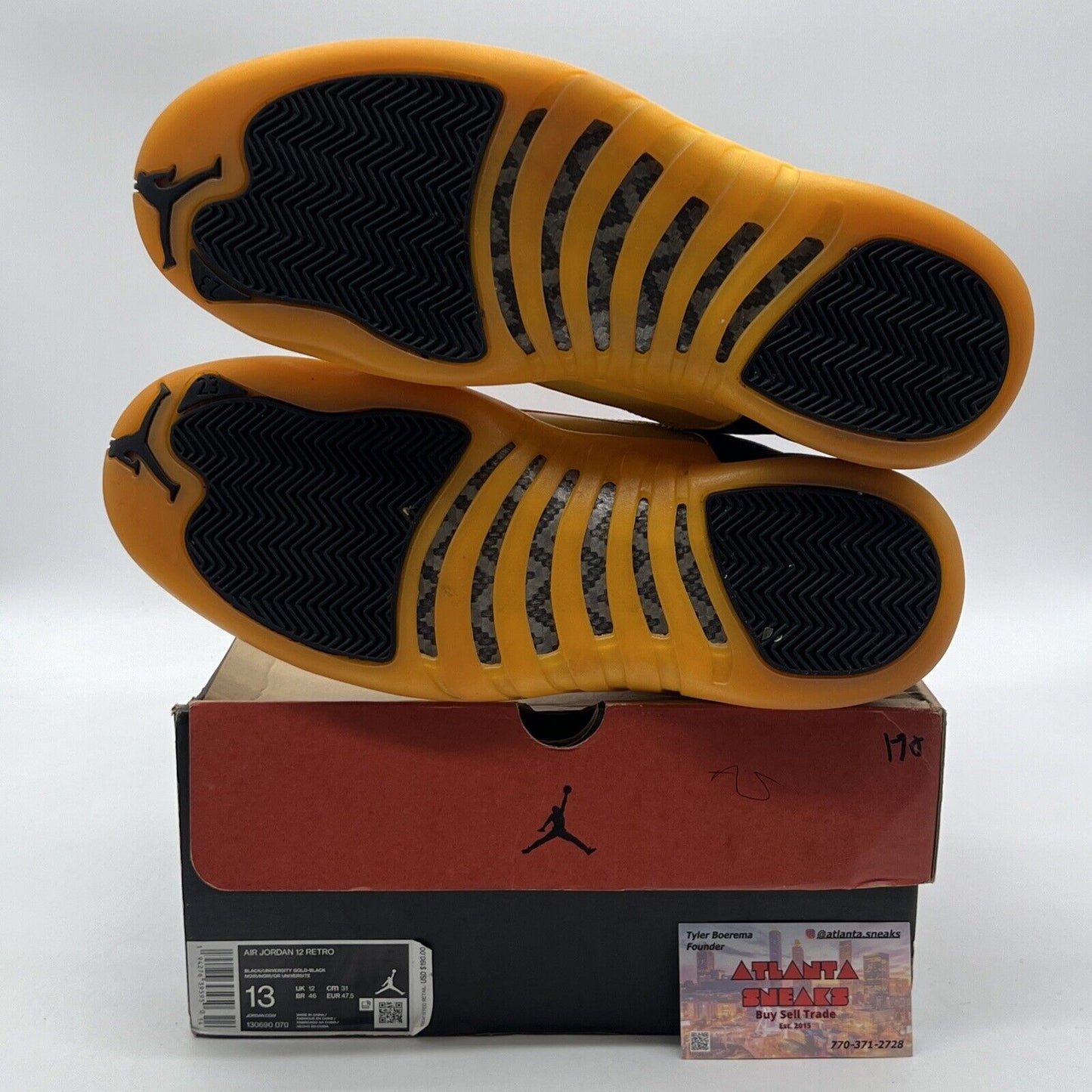 Size 13 - Jordan 12 Retro University Gold 2020 Black Yellow Leather (130690-070)