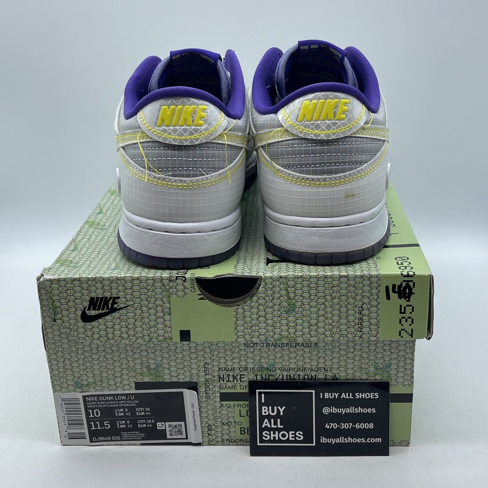 Size 10 - Nike Union LA x Dunk Low Passport Pack - Court Purple (DJ9649-500)