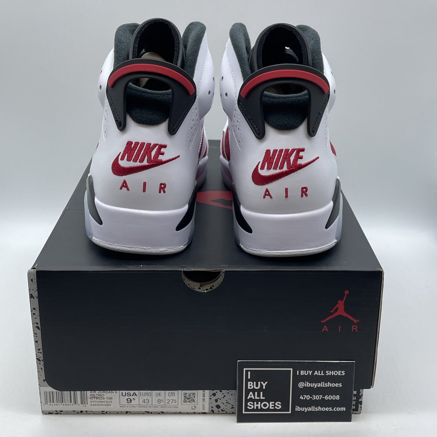 Size 9.5 - Jordan 6 Retro OG Mid Carmine Red White Leather Suede (CT8529-106)