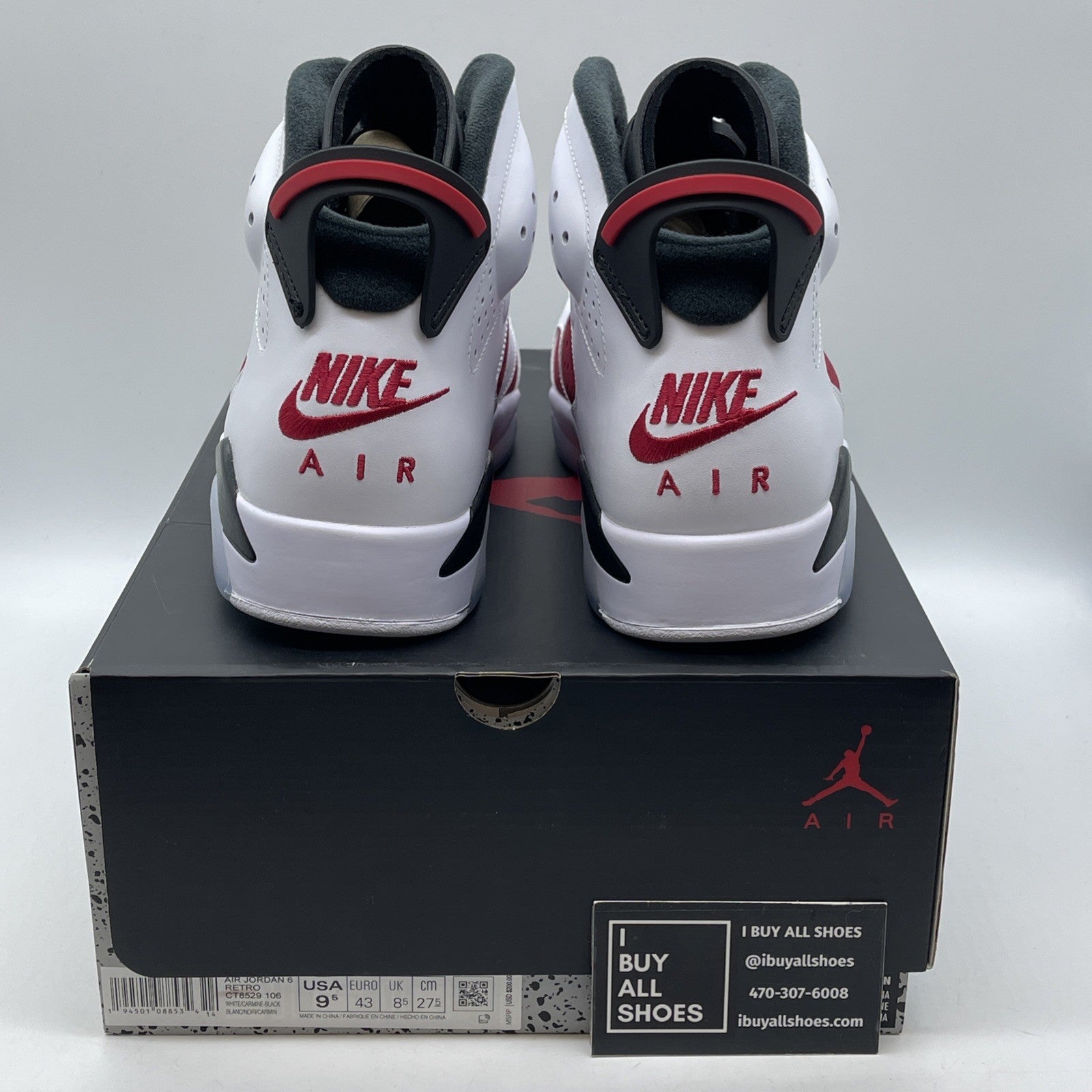 Size 9.5 - Jordan 6 Retro OG Mid Carmine Red White Leather Suede (CT8529-106)