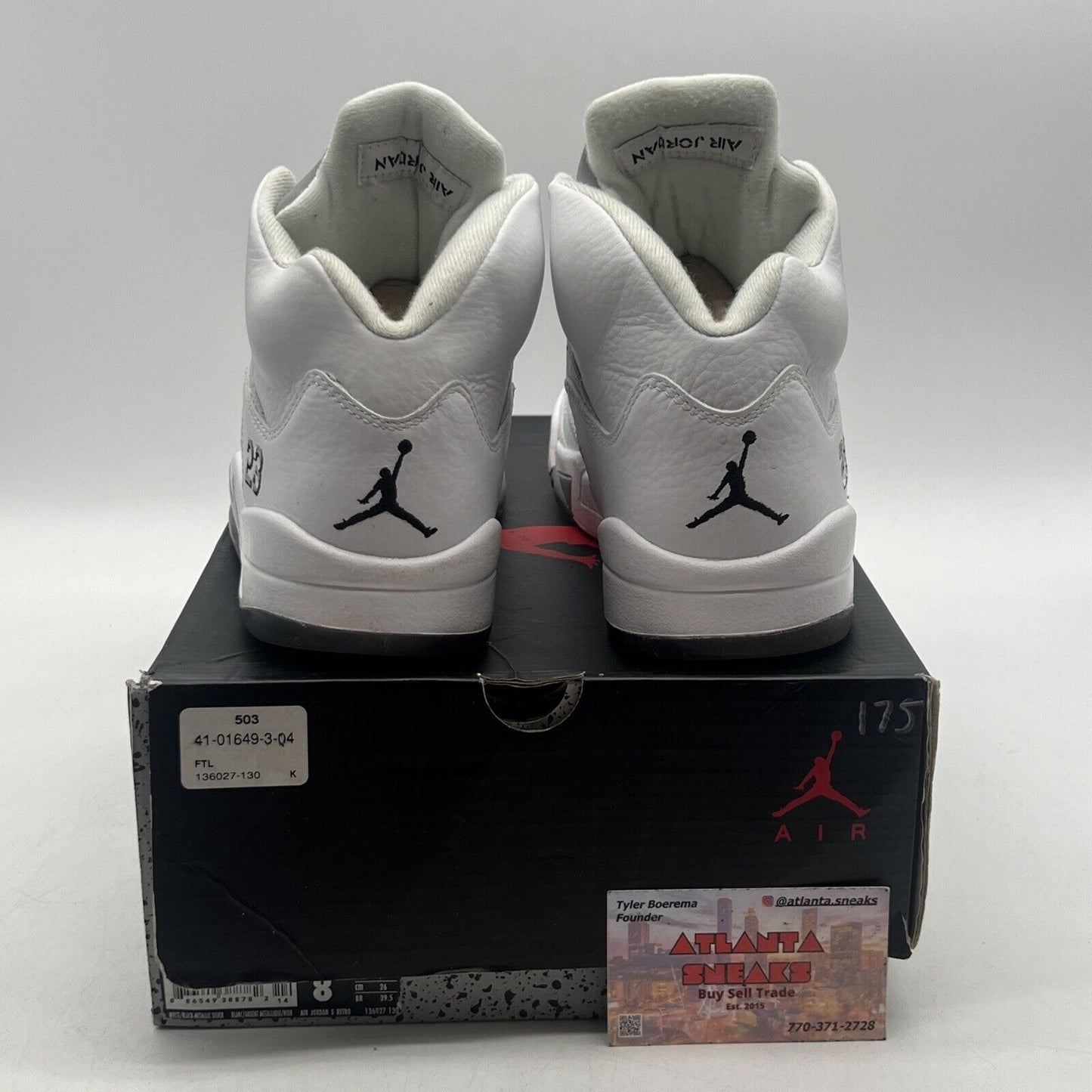 Size 8 - Air Jordan 5 Retro 2015 Metallic White Grey Leather (136027-130)