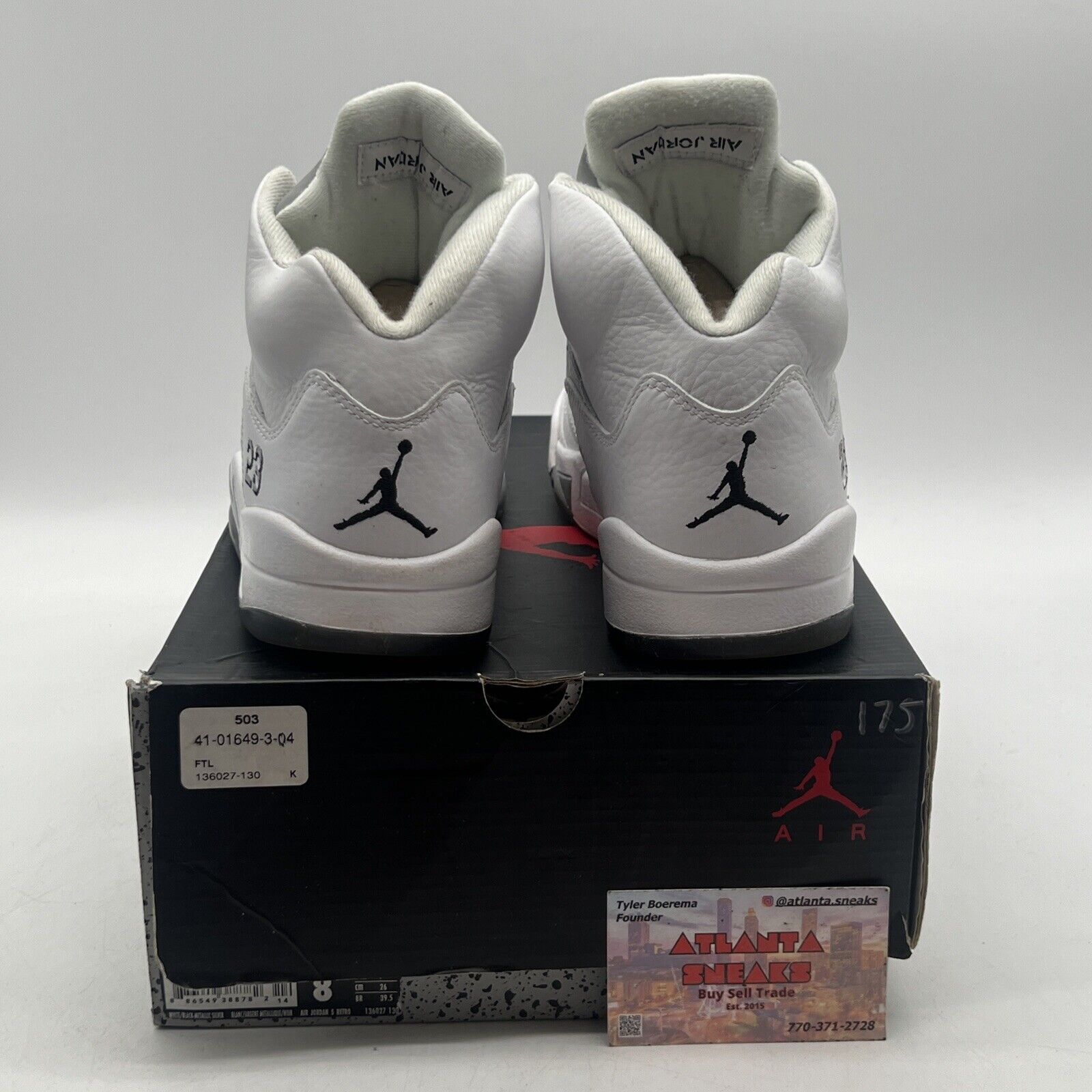 Size 8 - Air Jordan 5 Retro 2015 Metallic White Grey Leather (136027-130)