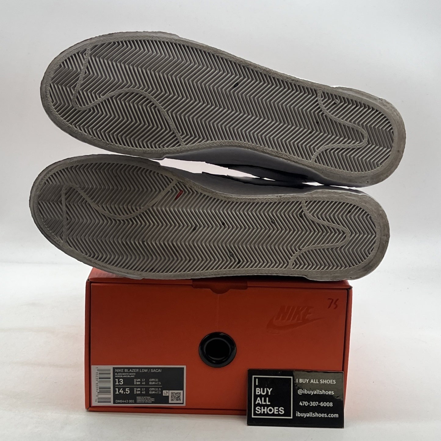 Size 13 - Nike sacai x Blazer Low Black Patent (DM6443-001)
