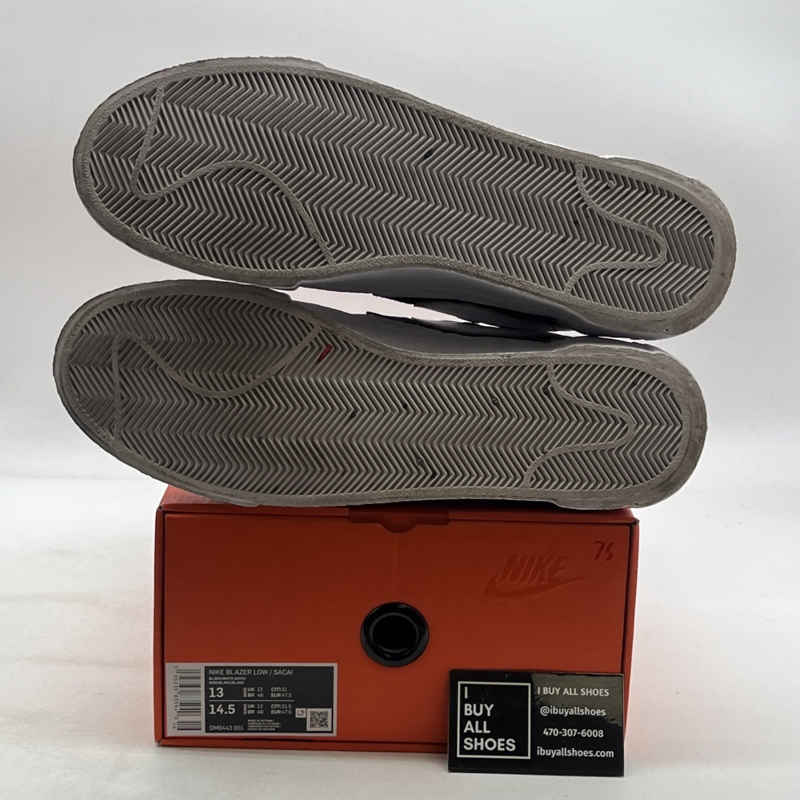 Size 13 - Nike sacai x Blazer Low Black Patent (DM6443-001)