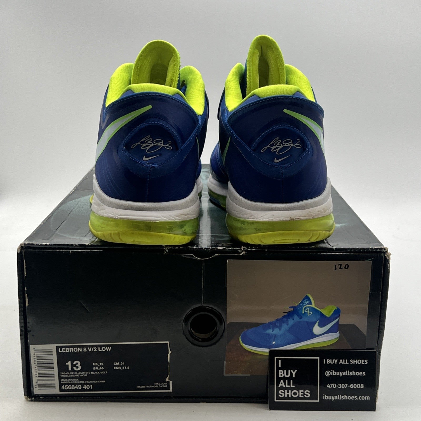 Size 13 - Nike LeBron 8 V/2 2011 Low Sprite (456849-401)