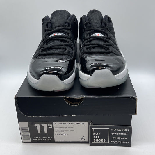 Size 11.5 - Air Jordan 11 Retro Low Infrared 23 Black Grey Leather (528895-023)