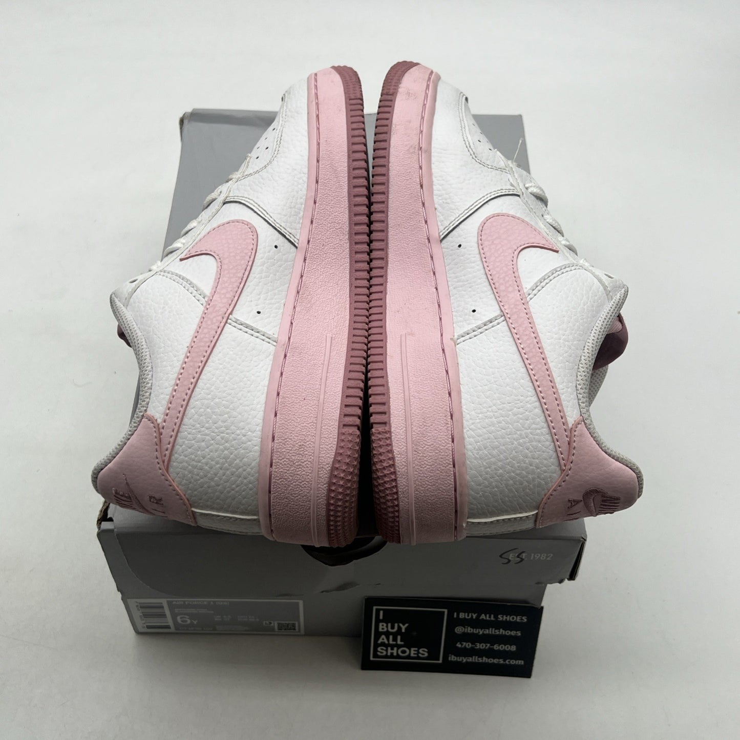 Size 6Y - Nike Air Force 1 (GS) White/Pink Girl's Sneakers (CT3839-107)