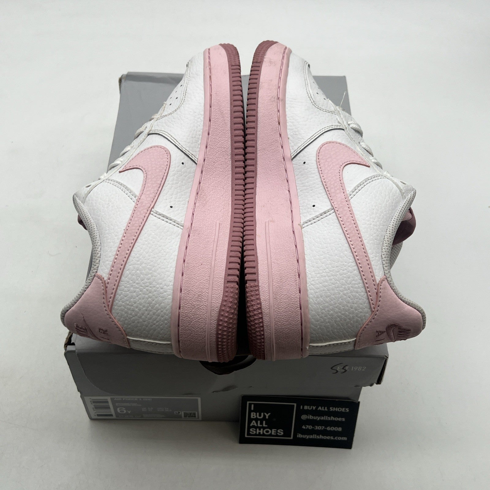 Size 6Y - Nike Air Force 1 (GS) White/Pink Girl's Sneakers (CT3839-107)