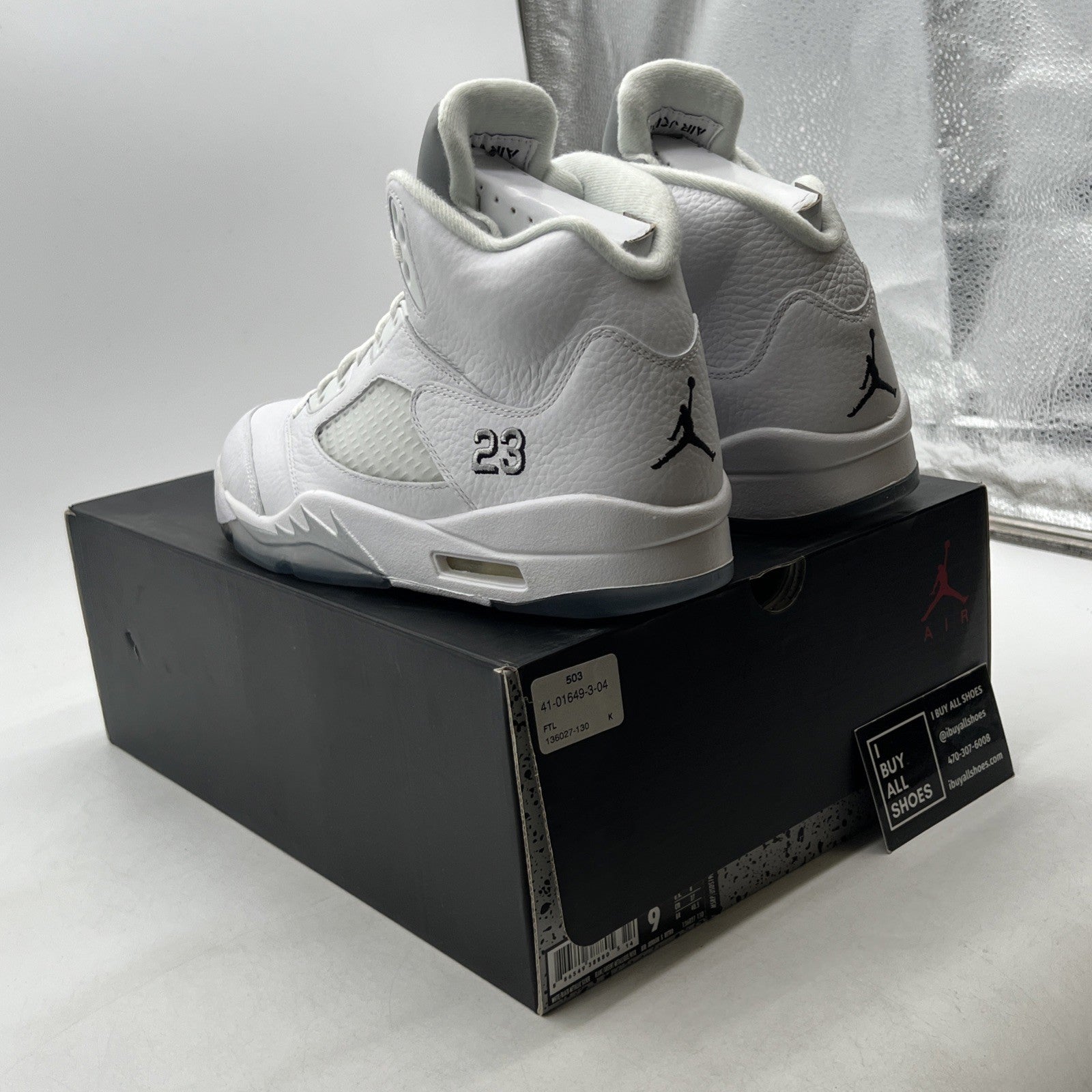 Size 9 - Air Jordan 5 Retro 2015 White Metallic (136027-130)