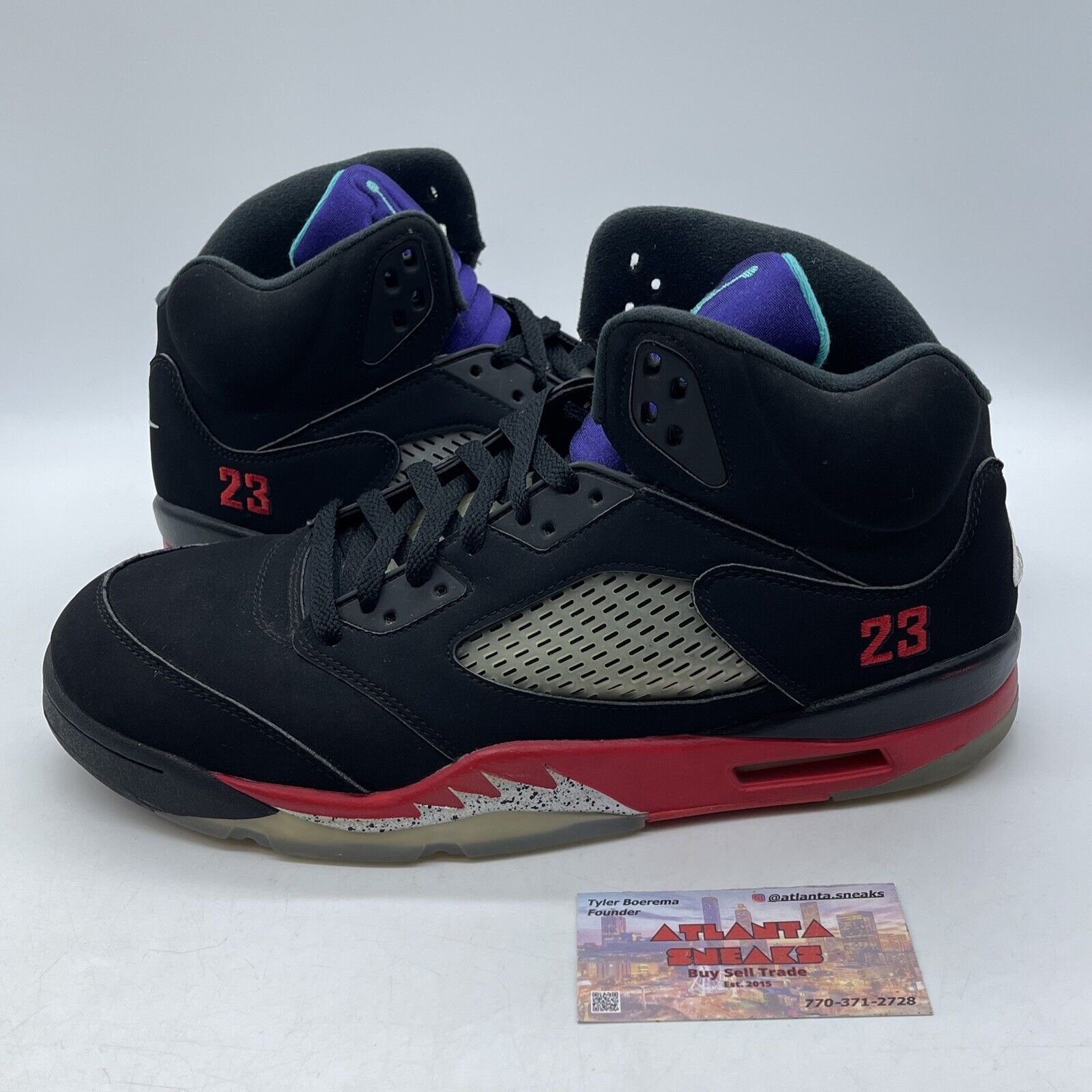 Size 11.5 - Jordan 5 Retro Top 3 Black 2020 Black Silver Purple (CZ1786-001)