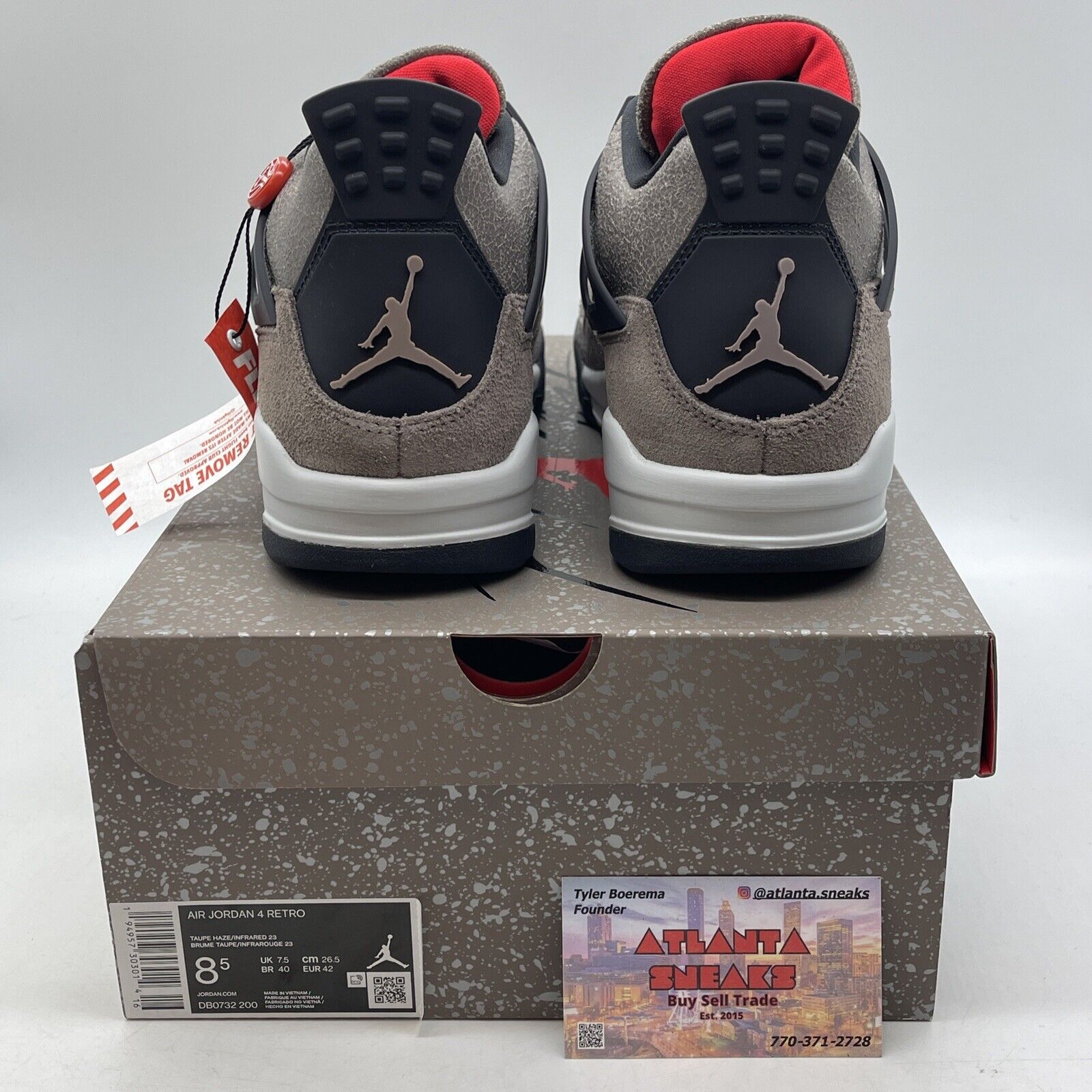 Size 8.5 - Jordan 4 Retro Mid Taupe Haze Brown White Black Suede (DB0732-200)