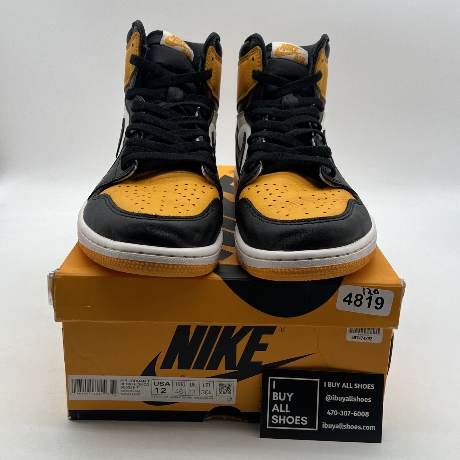 Size 12 - Air Jordan 1 Retro OG High Yellow Toe (555088-711)