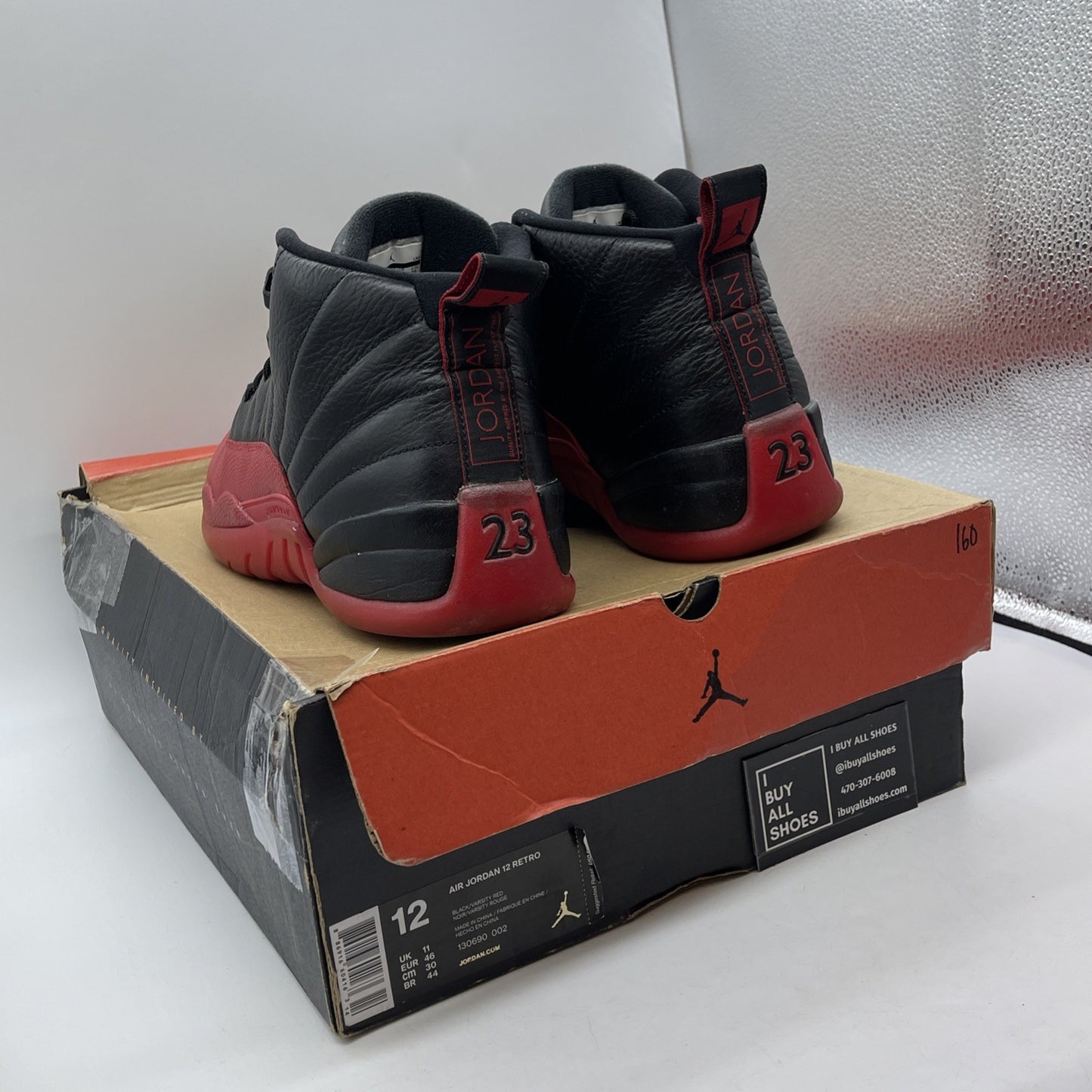 Size 12 - Air Jordan 12 Retro 2025 Flu Game Black Red Leather (130690-002)
