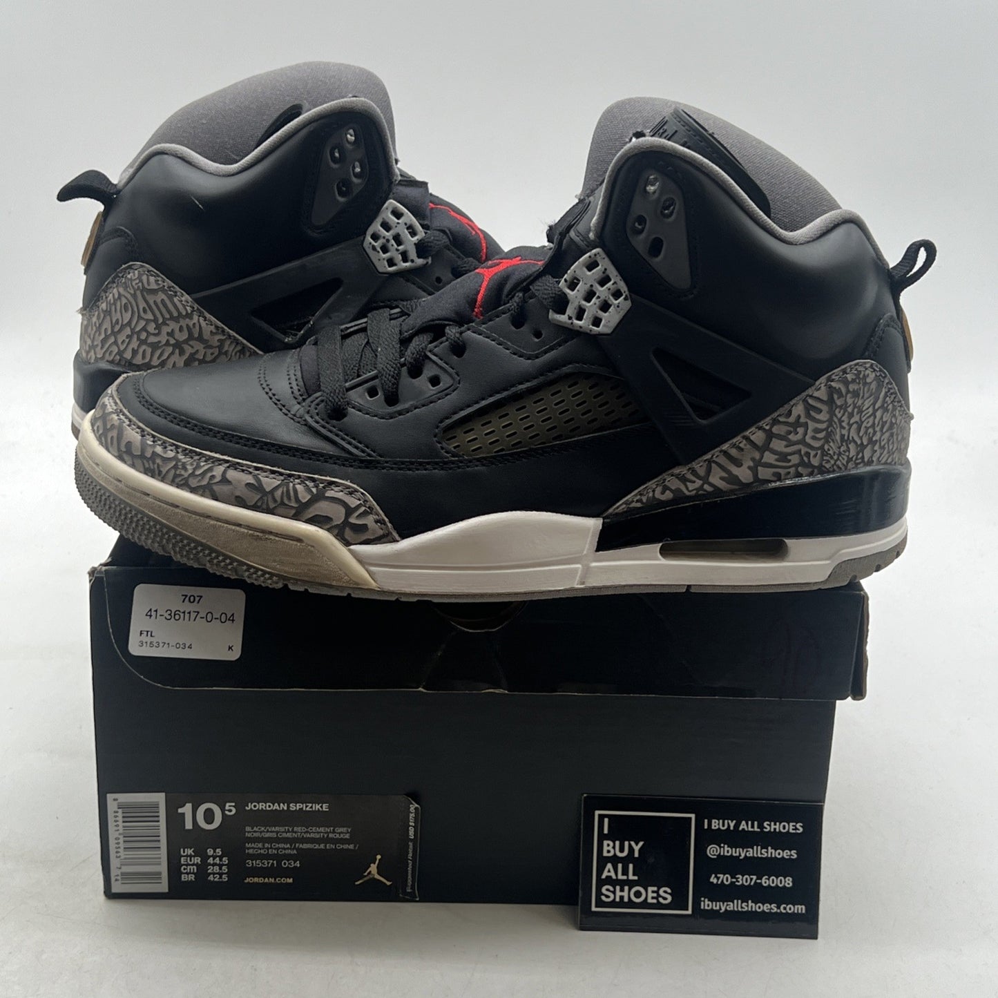 Size 10.5 - Jordan Spizike Black - (315371-034)