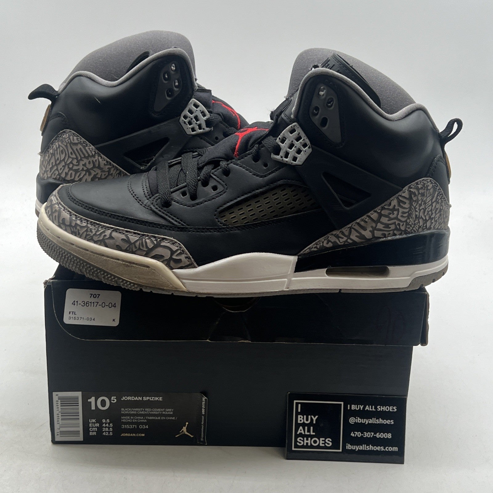 Size 10.5 - Jordan Spizike Black - (315371-034)