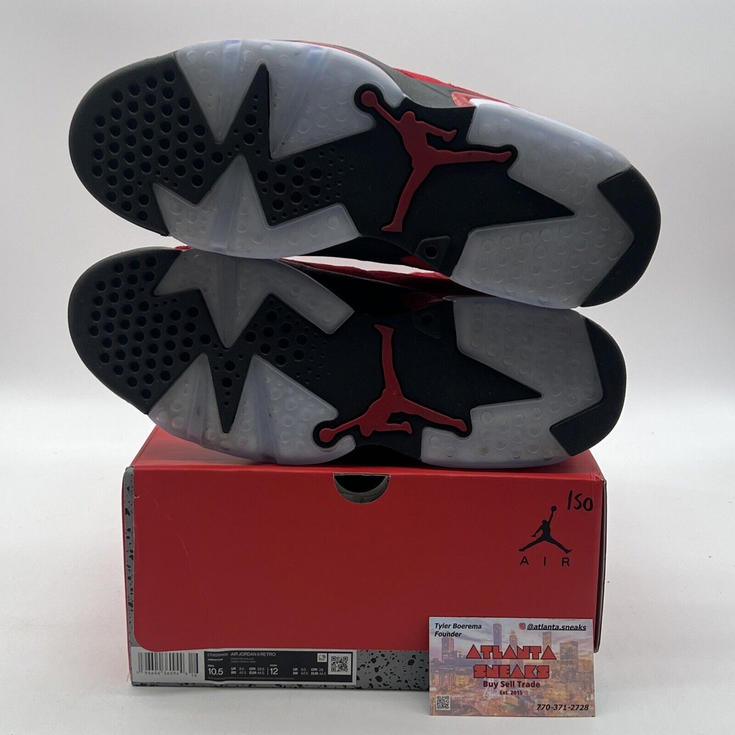 Size 10.5 - Air Jordan 6 Retro Toro Bravo Black Red Suede (CT8529-600)