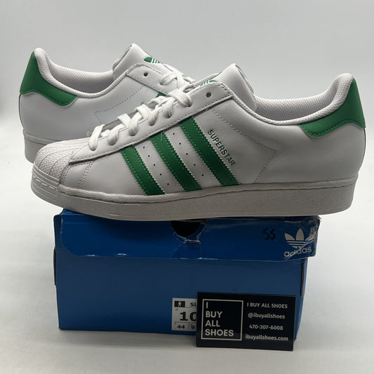 Size 10 - adidas Superstar White Green (IE9047)