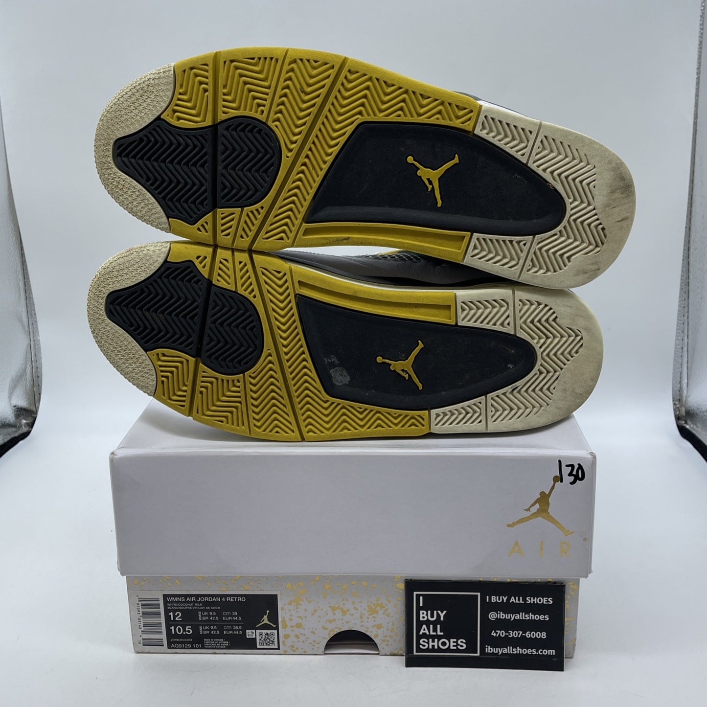 Size 12W - Air Jordan 4 Retro Vivid Sulfur White Yellow Leather (AQ9129-101)