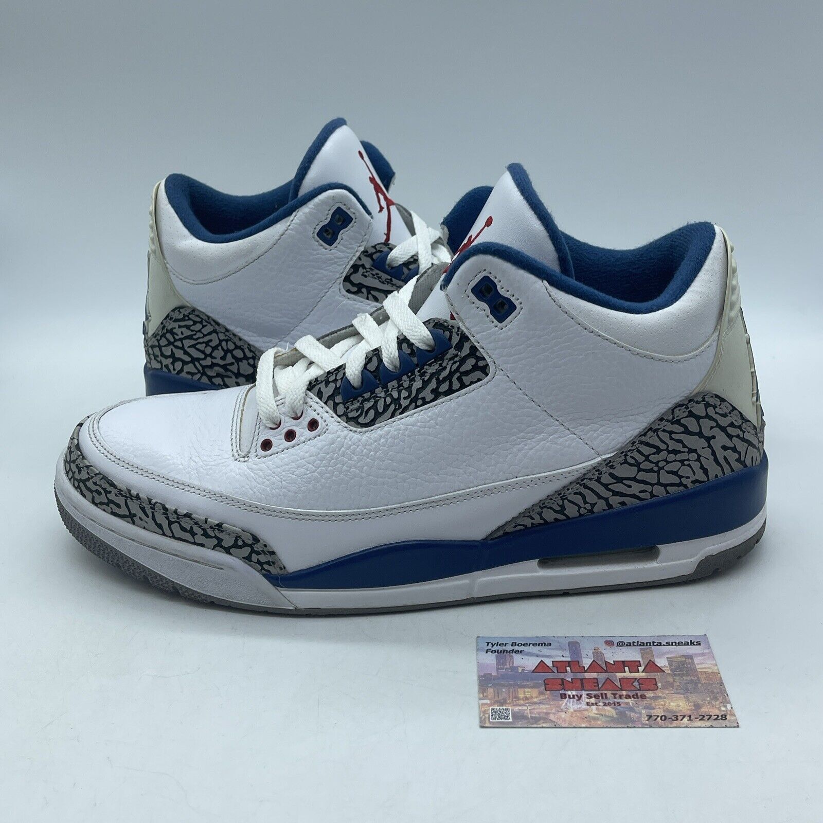 Size 12 - Air Jordan 3 Retro True Blue Grey Suede White Leather (136064-104)