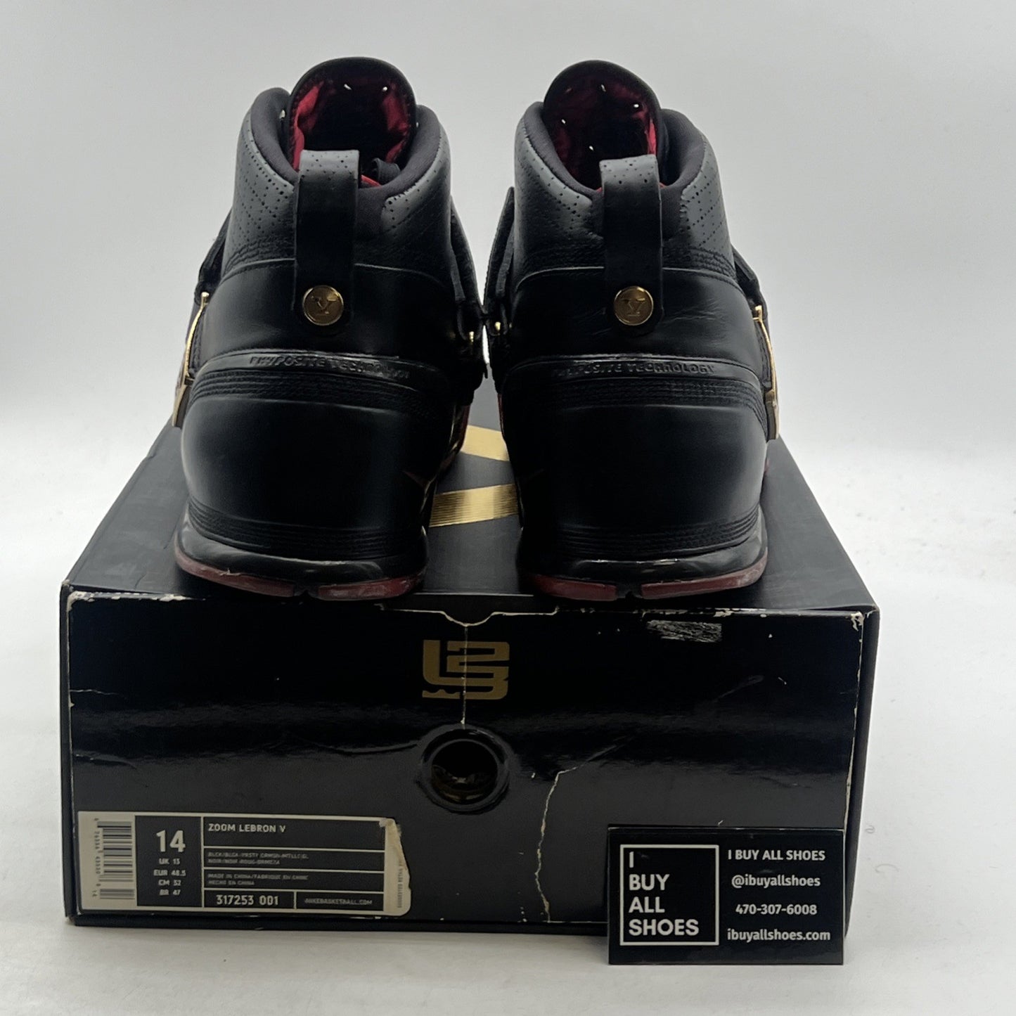 Size 14 - Nike Zoom LeBron 5 Black Varsity Crimson (317253-001)