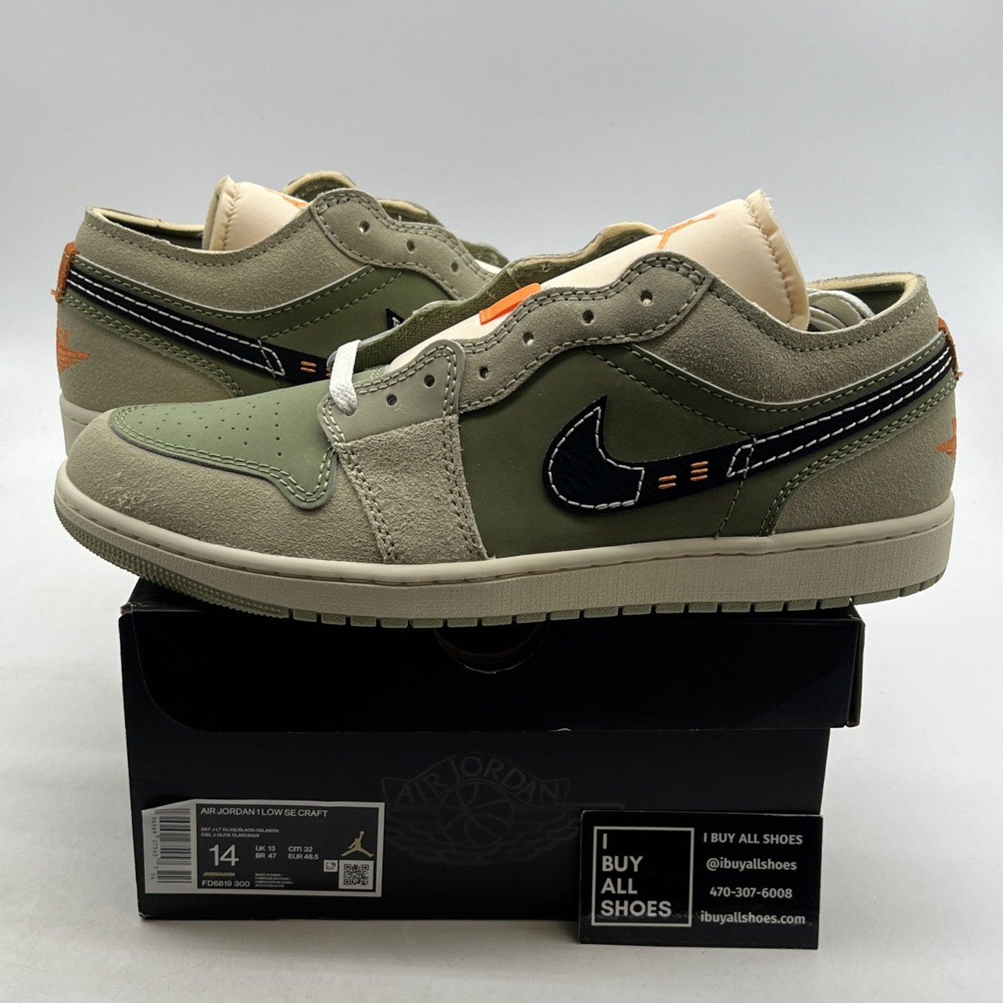 Size 14 - Air Jordan 1 SE Craft Low Light Olive (FD6819-300)