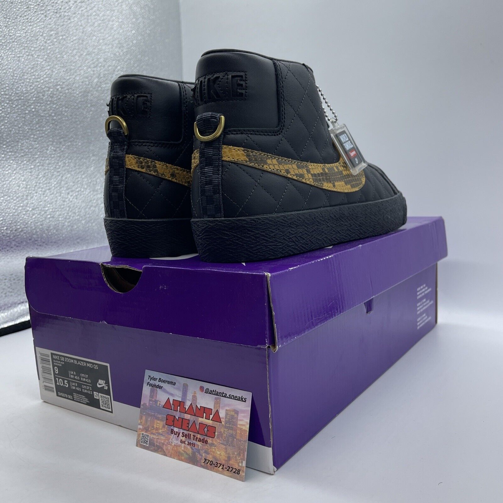 Size 9 - Nike Supreme x Zoom Blazer QS SB Mid Black Snakeskin (DV5078-001)